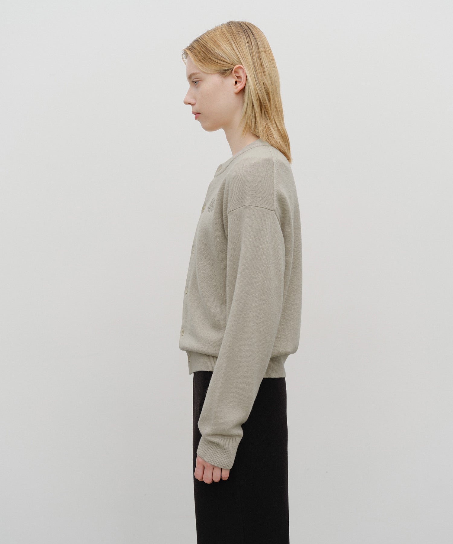 Marithe & Francois Girbaud - Basic Round Neck Cardigan (Beige) product image 2 | TRAB K-Fashion Australia