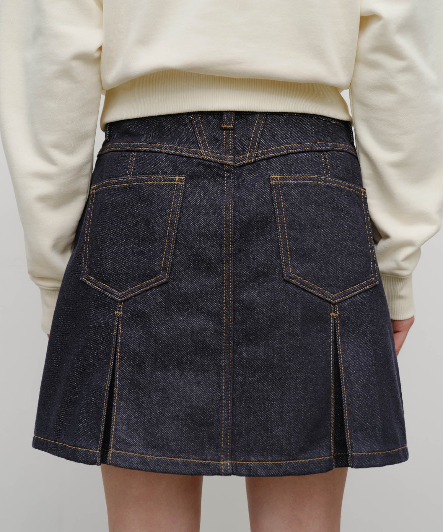 Marithe & Francois Girbaud - Denim Pleated Mini Skirt (Dark Blue) product image 4 | TRAB K-Fashion Australia