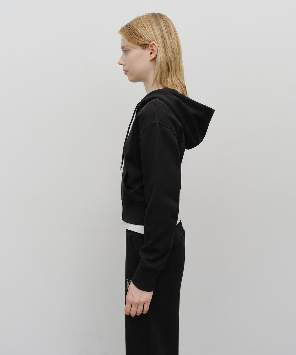 Marithe & Francois Girbaud - Embroidery Classic Logo Crop Hoodie Zipup (Black) product image 2 | TRAB K-Fashion Australia
