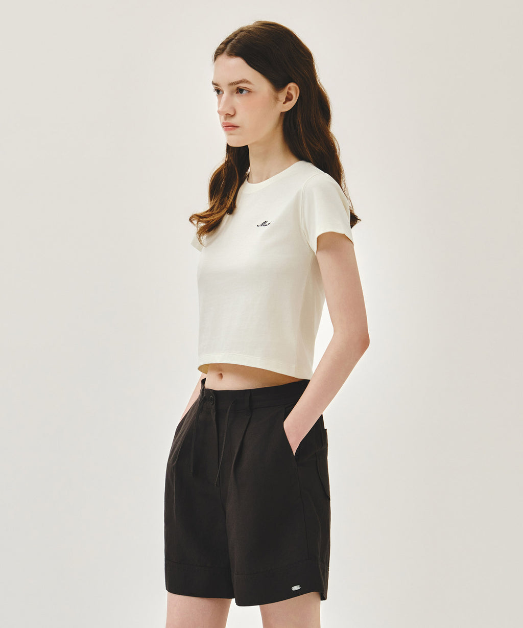 Marithe & Francois Girbaud - Small Lettering Slim Crop Tee (Ivory) product image 2 | TRAB K-Fashion Australia