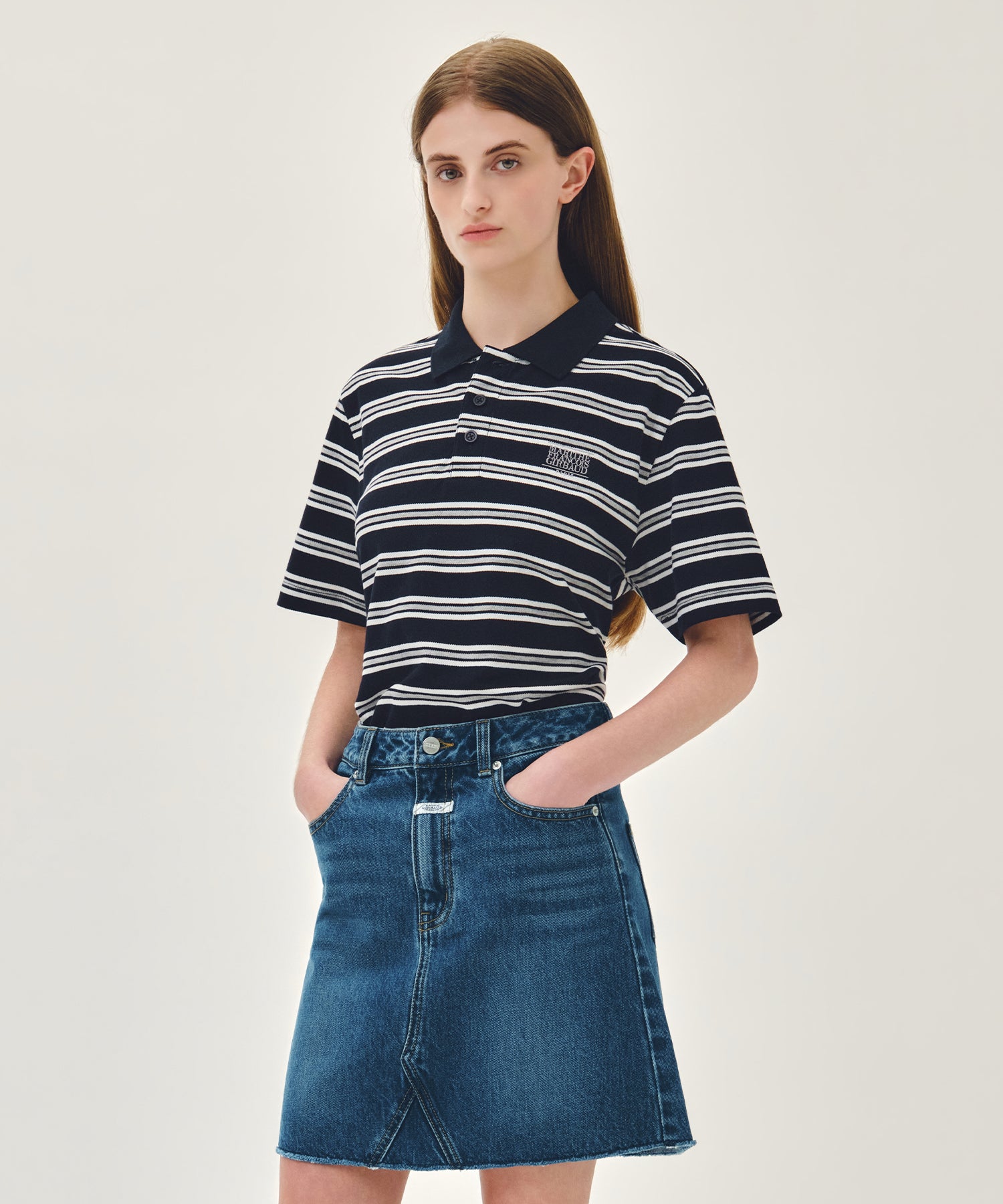 Marithe & Francois Girbaud - Small Classic Logo Pk Collar Tee (Dark Navy) product image 2 | TRAB K-Fashion Australia