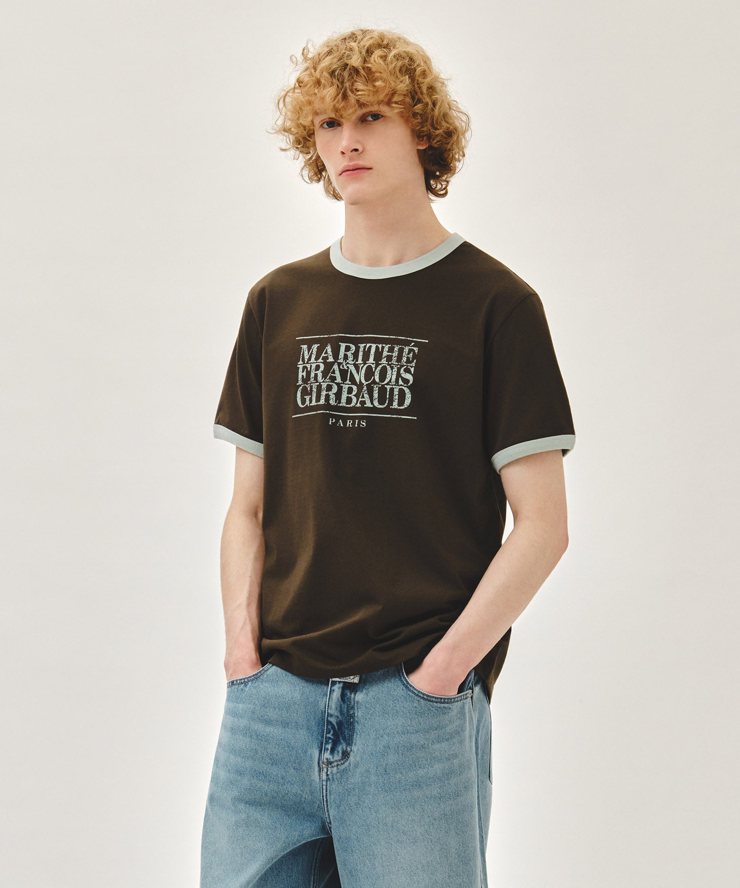 Marithe & Francois Girbaud - Aerocool Crack Classic Logo Ringer Tee (Brown) product image 2 | TRAB K-Fashion Australia
