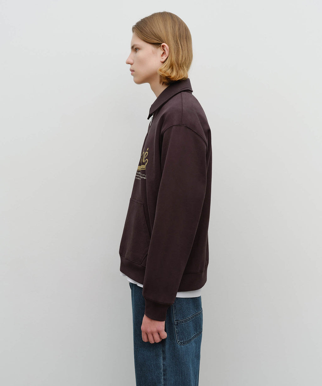 Marithe & Francois Girbaud - Baseball Logo Collar Half Zipup Sweatshirt (Brown) product image 2 | TRAB K-Fashion Australia