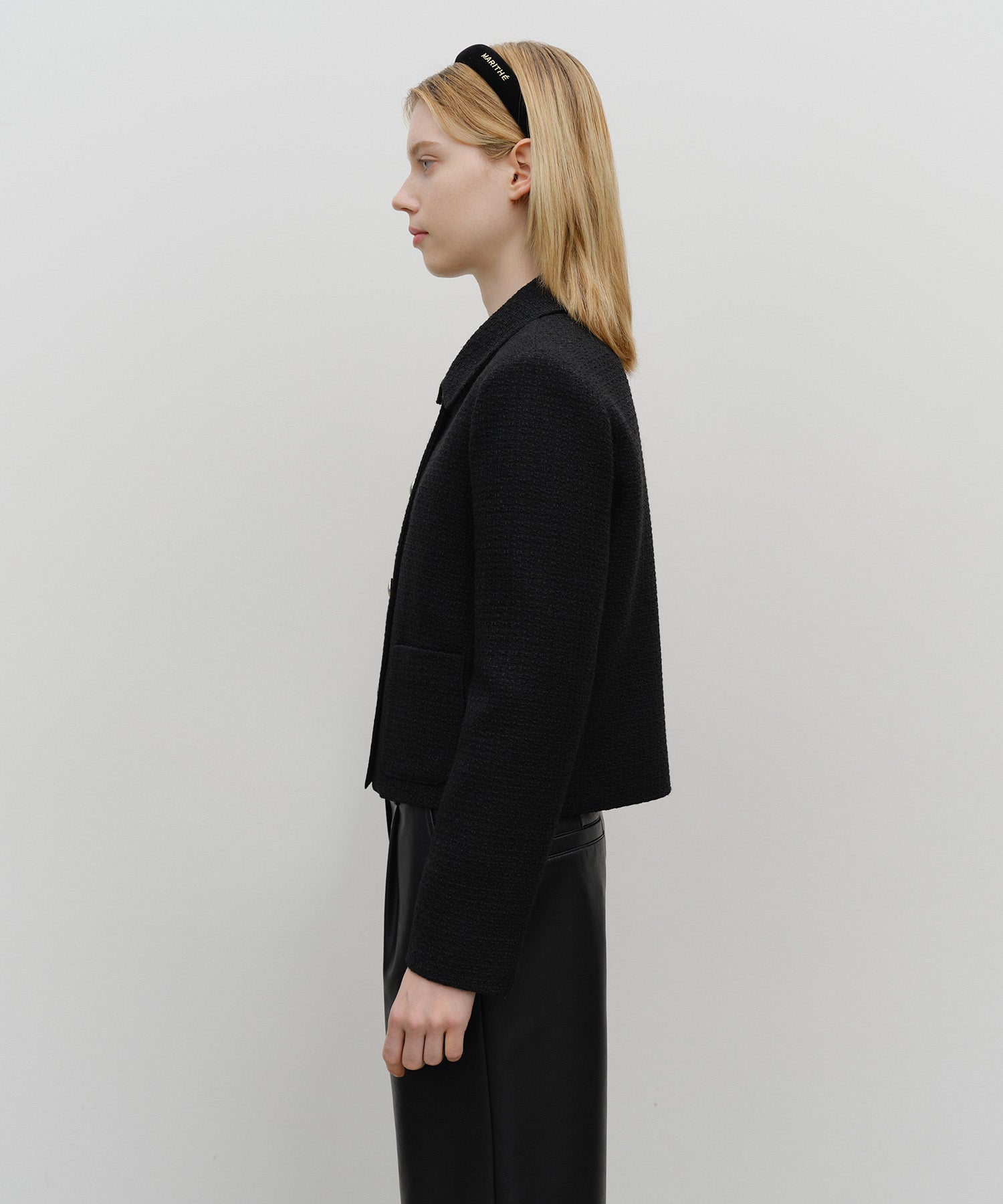 Marithe & Francois Girbaud - Collar Tweed Jacket (Black) product image 2 | TRAB K-Fashion Australia
