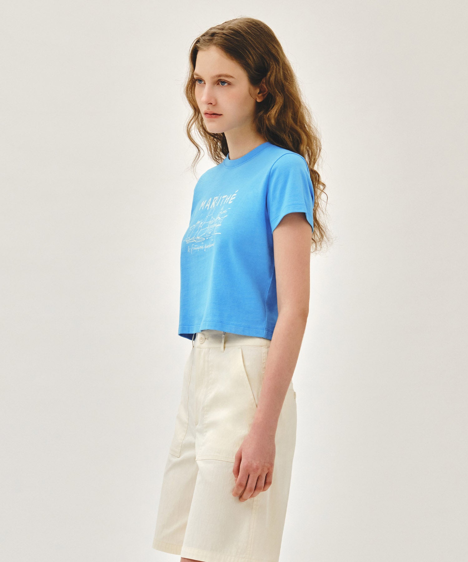 Marithe & Francois Girbaud - French Graphic Crop Tee (Blue) product image 2 | TRAB K-Fashion Australia