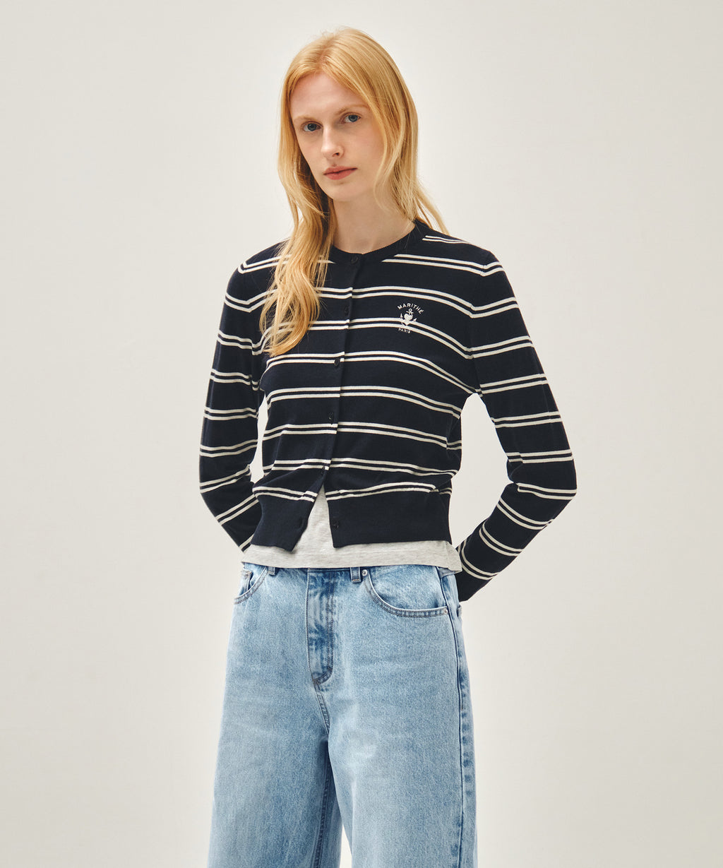 Marithe & Francois Girbaud - Stripe Knit Cardigan (Navy) product image 2 | TRAB K-Fashion Australia