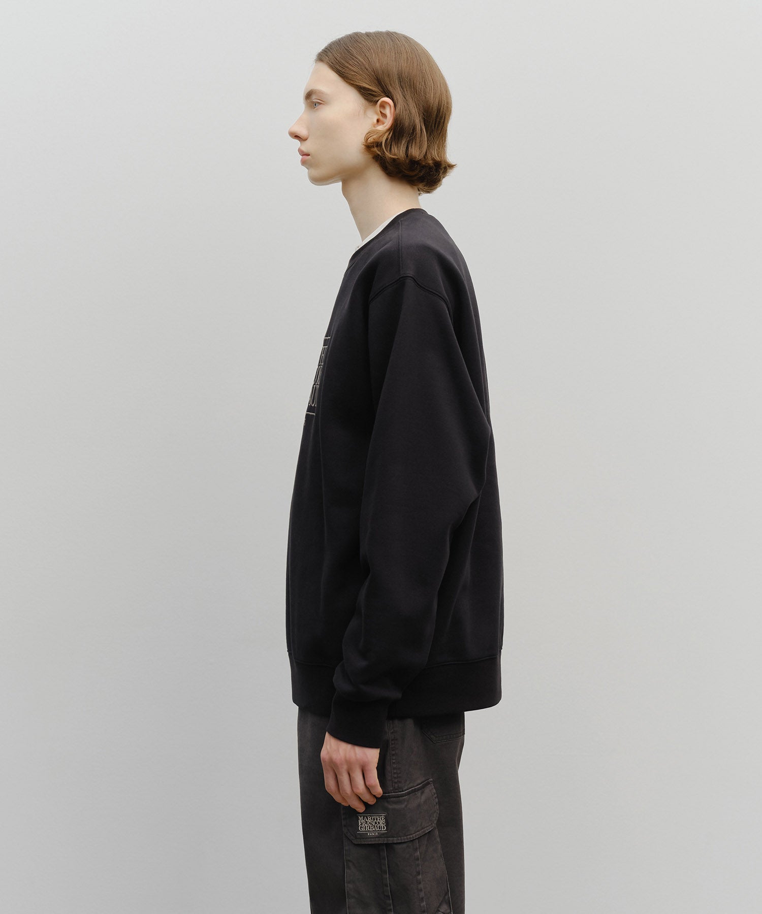 Marithe & Francois Girbaud - Classic Logo Embroidery Sweatshirt (brushed) (Black) product image 2 | TRAB K-Fashion Australia