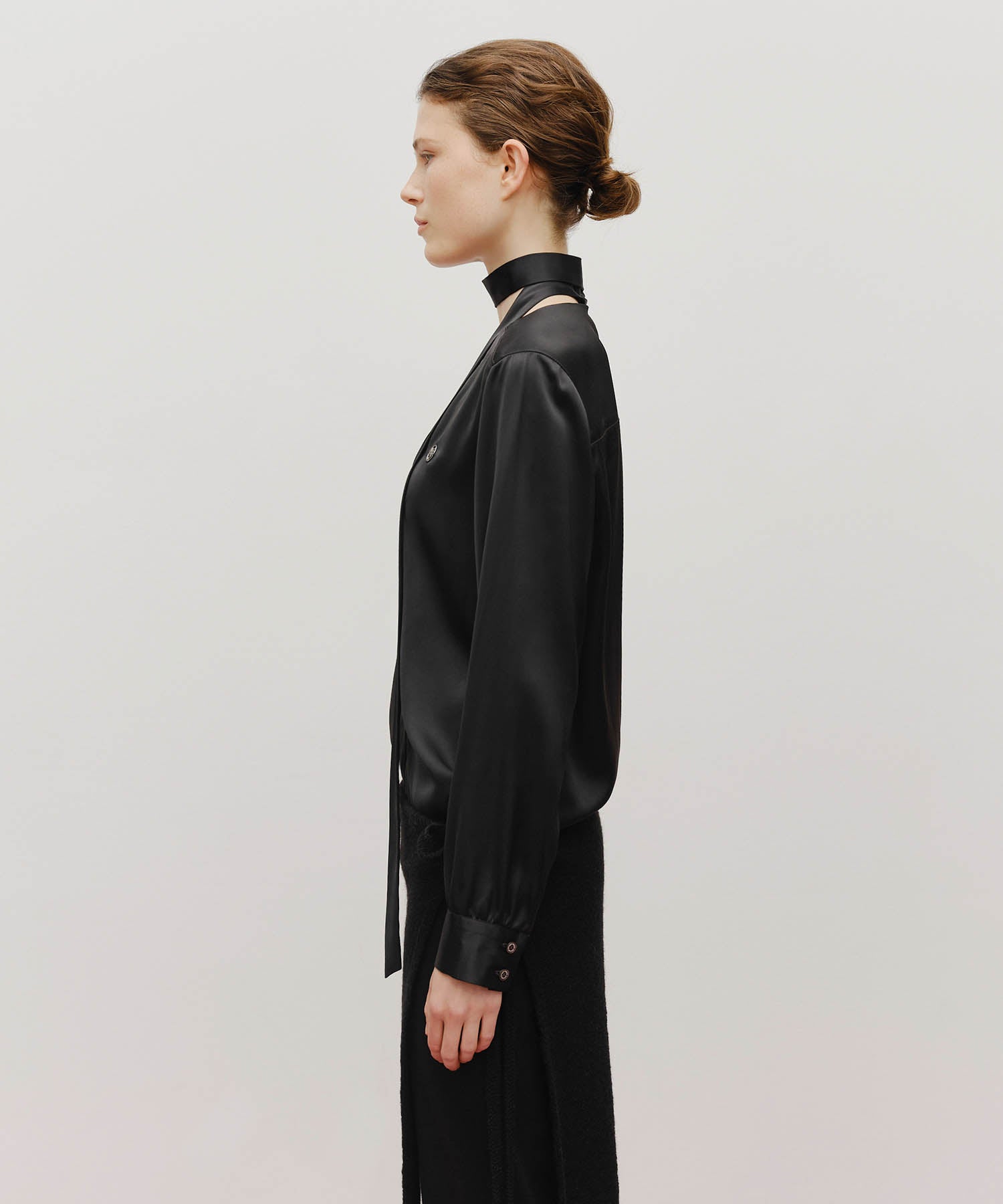 Marithe & Francois Girbaud - V-neck Tie Blouse (Black) product image 2 | TRAB K-Fashion Australia