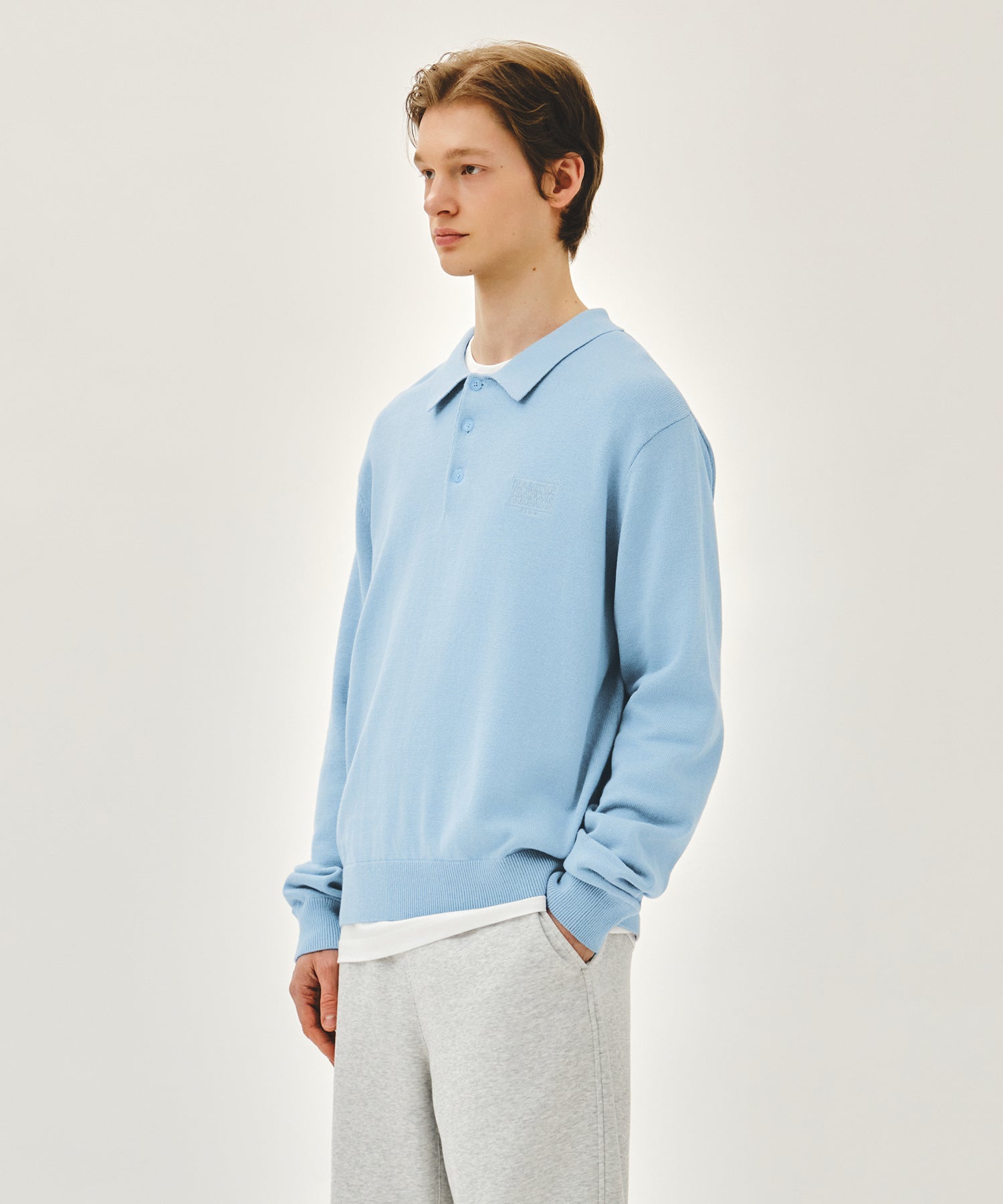 Marithe & Francois Girbaud - Small Classic Logo Collar Knit (Sky Blue) product image 2 | TRAB K-Fashion Australia