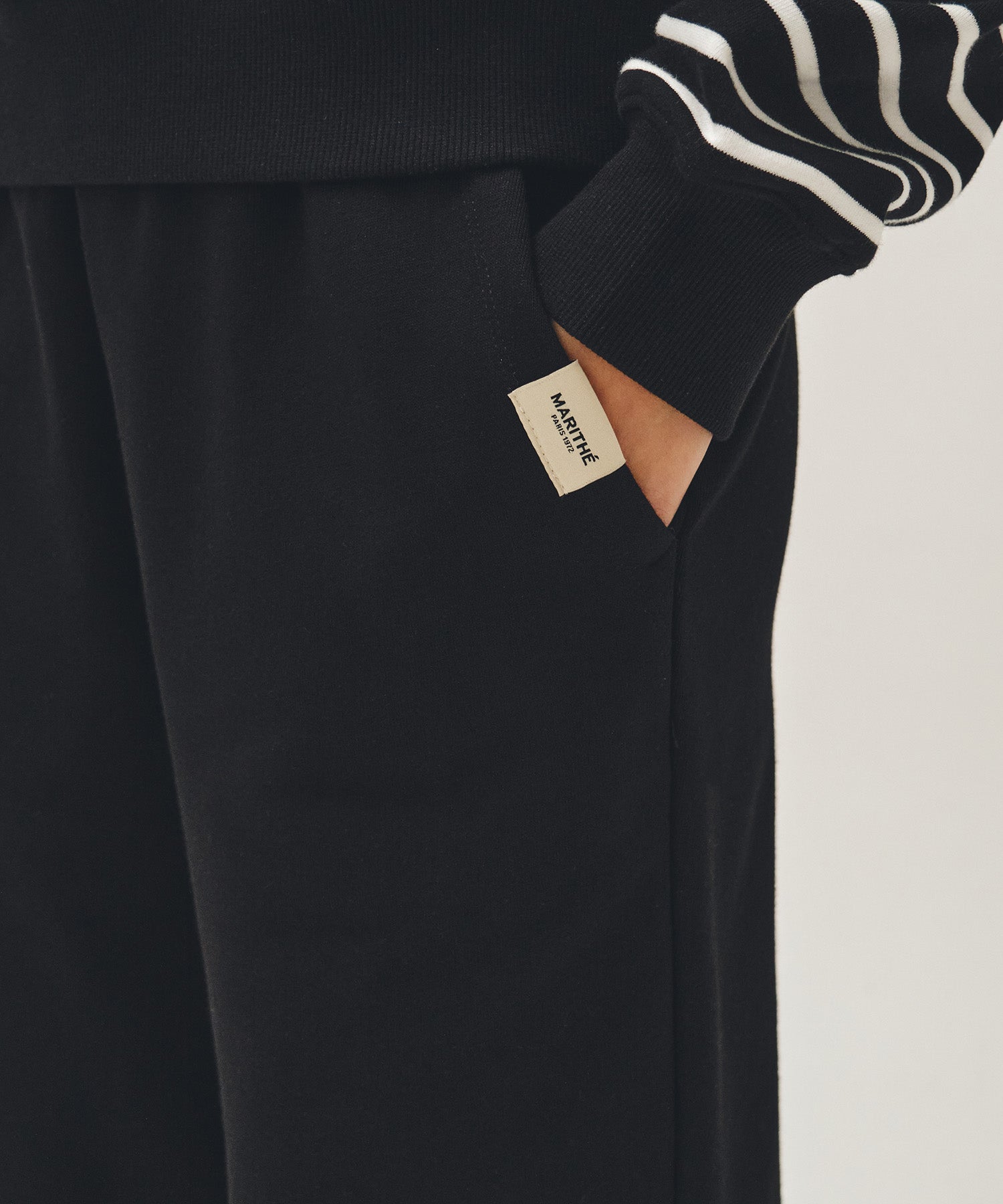 Marithe & Francois Girbaud - Basic Fold-over Sweat Pants (Black) product image 2 | TRAB K-Fashion Australia