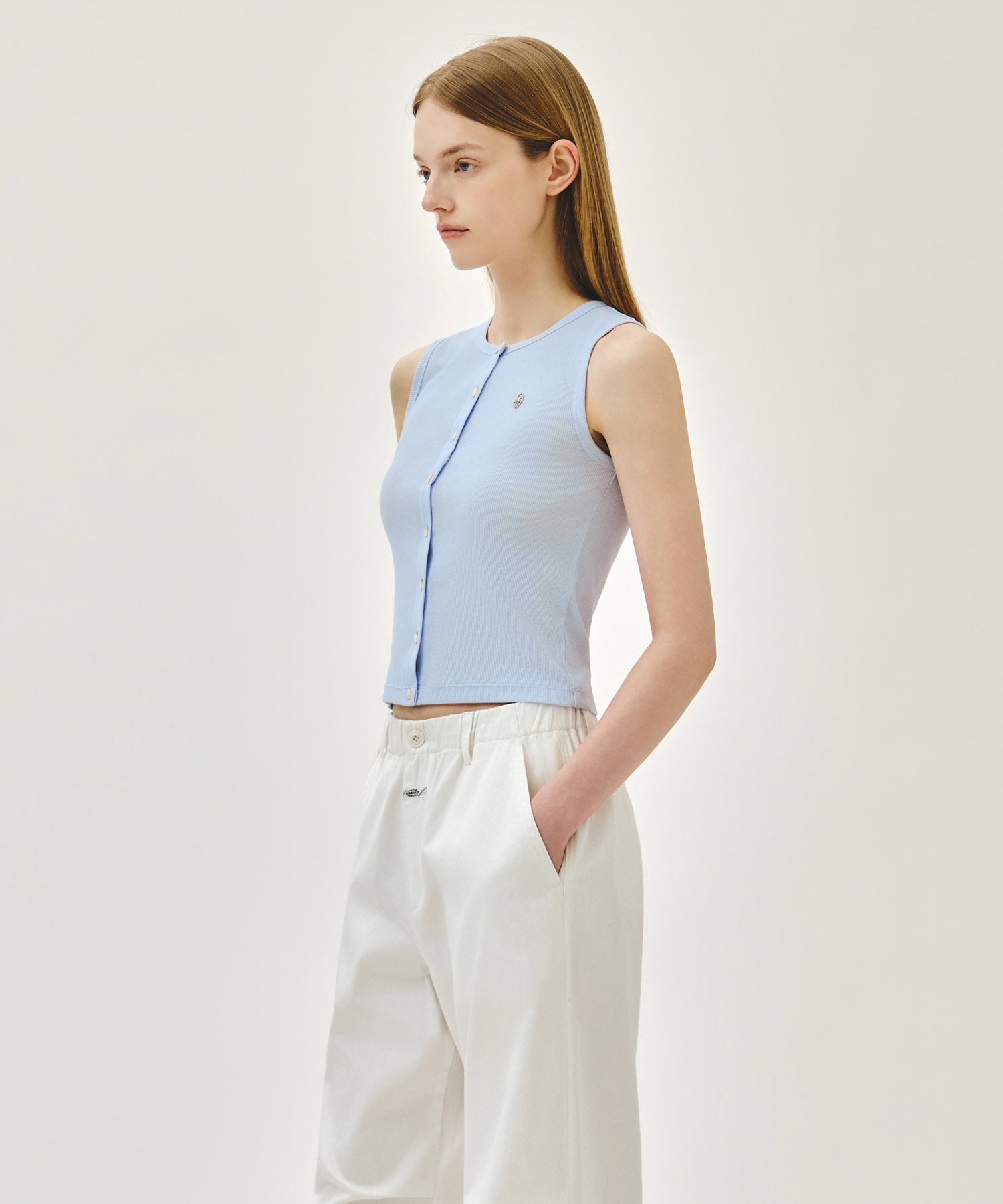 Marithe & Francois Girbaud - Button Up Sleeveless (Light Blue) product image 2 | TRAB K-Fashion Australia