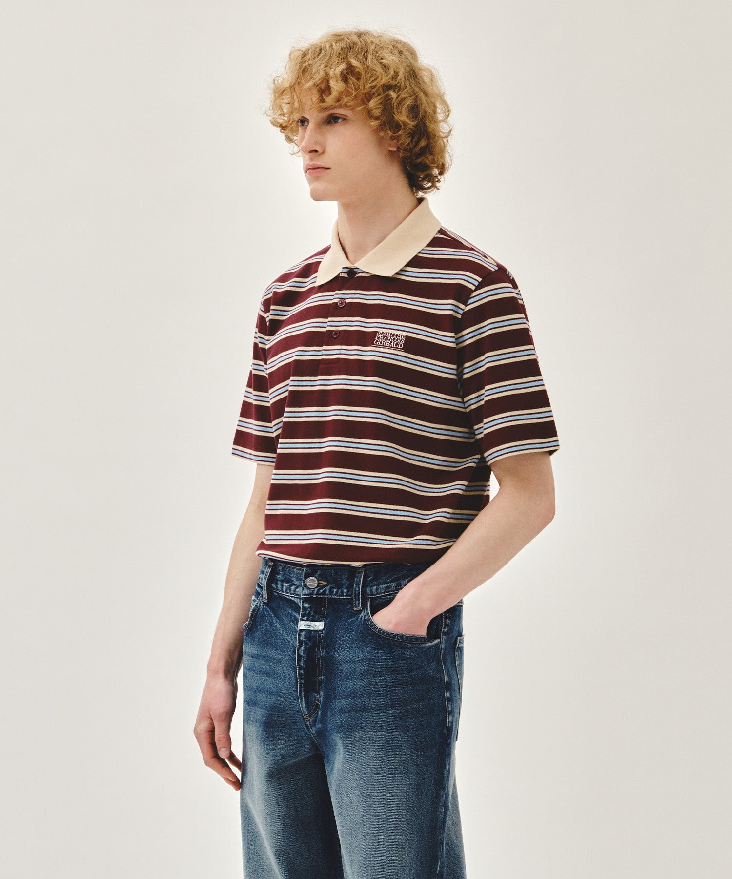 Marithe & Francois Girbaud - Small Classic Logo Pk Collar Tee (Stripe) product image 5 | TRAB K-Fashion Australia