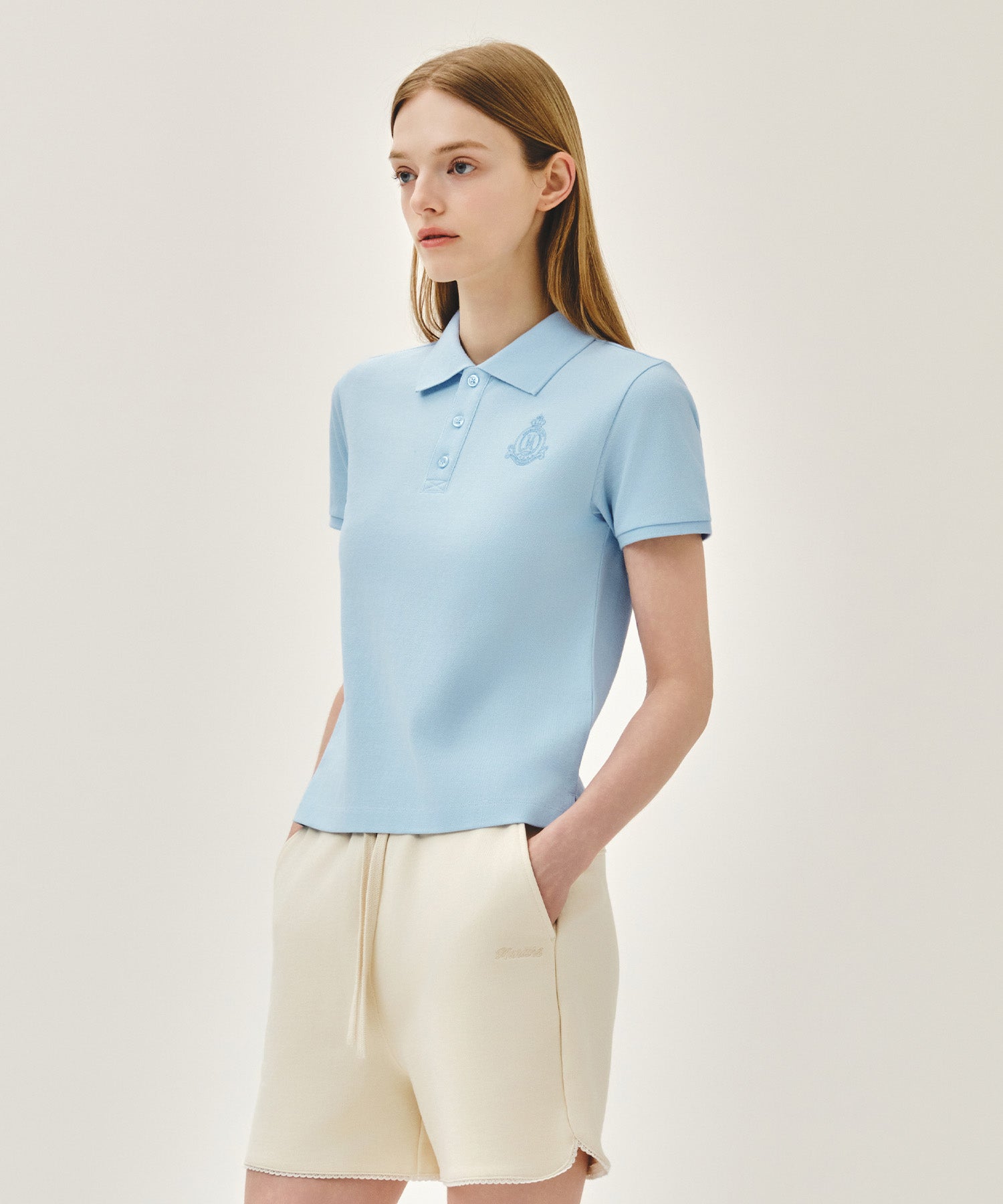 Marithe & Francois Girbaud - Emblem Pk Collar Tee (Sky Blue) product image 2 | TRAB K-Fashion Australia
