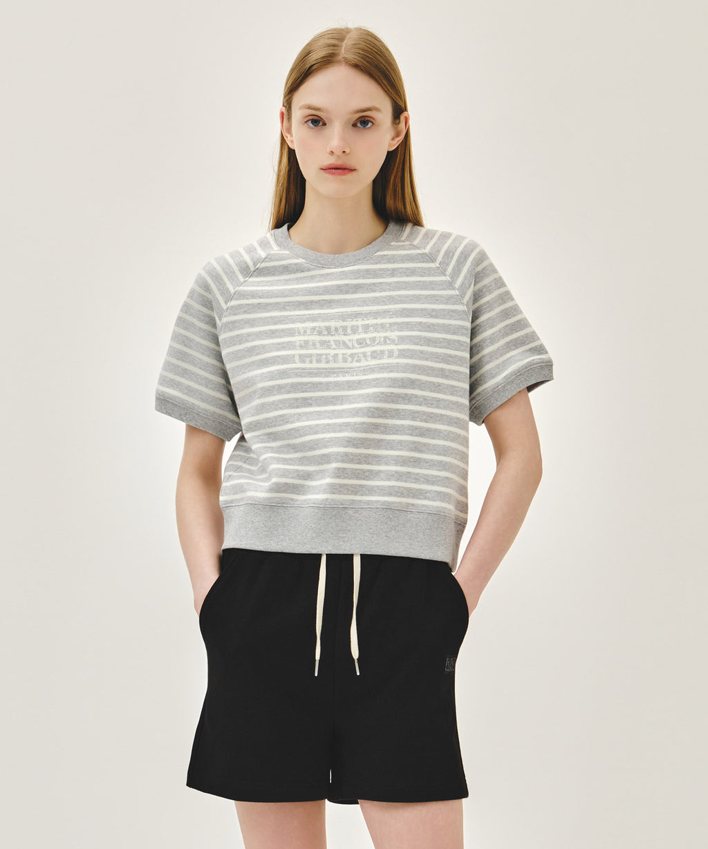 Marithe & Francois Girbaud - Vintage Classic Logo Half Sweatshirt (Melange Gray) product image 2 | TRAB K-Fashion Australia