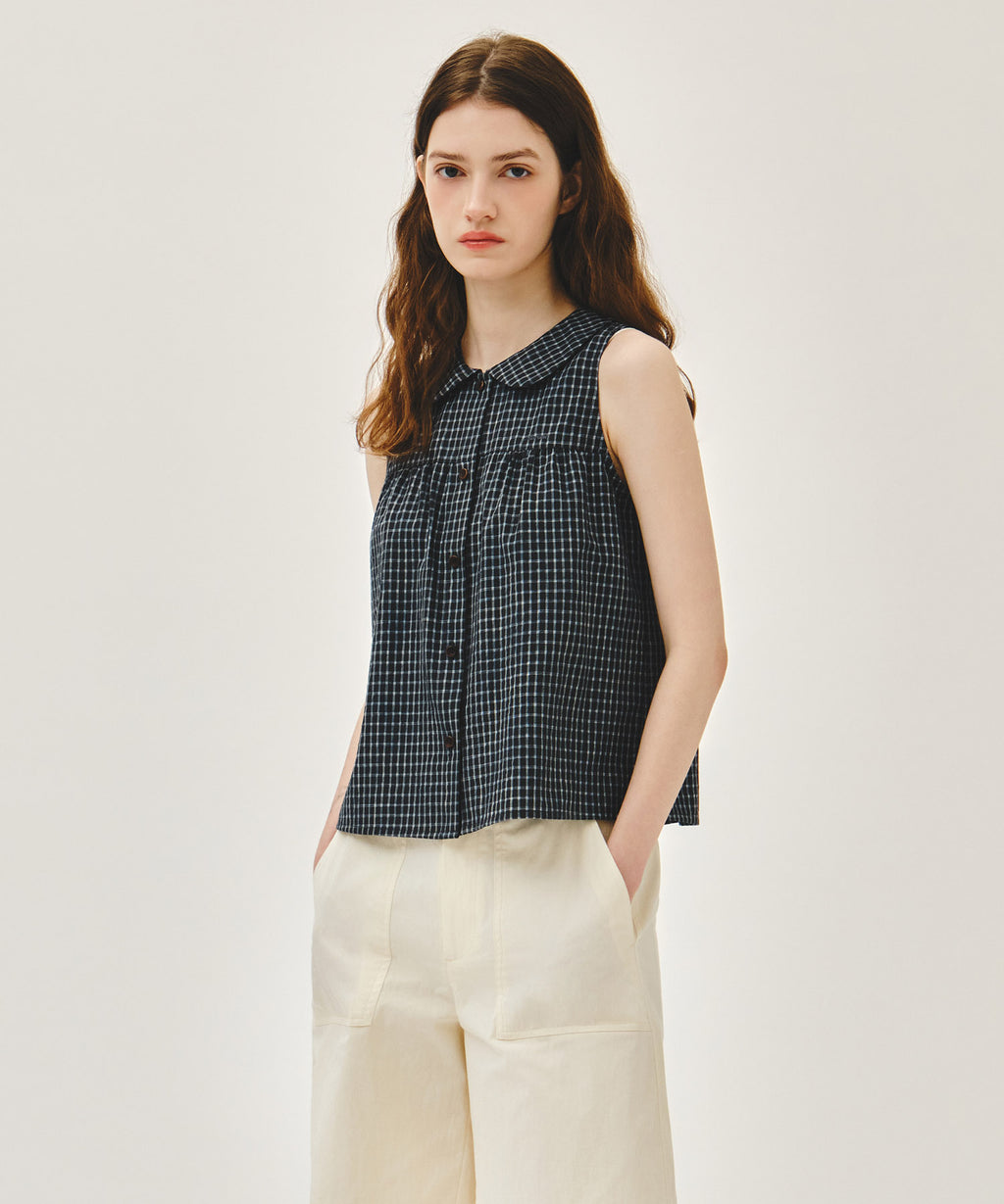 Marithe & Francois Girbaud - Round Collar Sleeveless Blouse (Charcoal) product image 2 | TRAB K-Fashion Australia