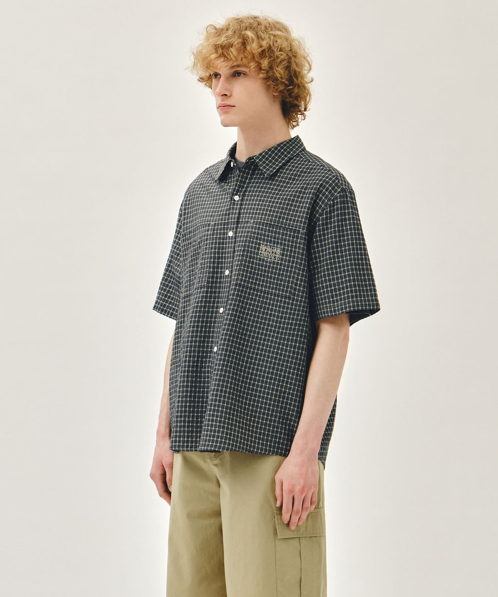 Marithe & Francois Girbaud - Check Half Sleeve Shirt (Dark Navy) product image 2 | TRAB K-Fashion Australia