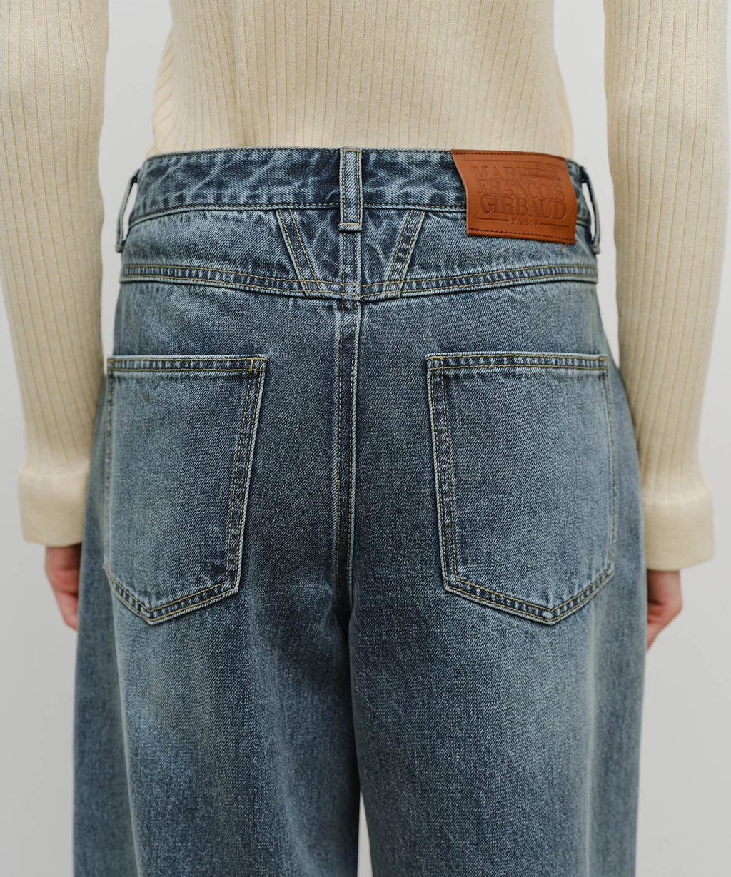 Marithe & Francois Girbaud - Wide Balloon Fit Denim Pants (Ash Blue) product image 2 | TRAB K-Fashion Australia