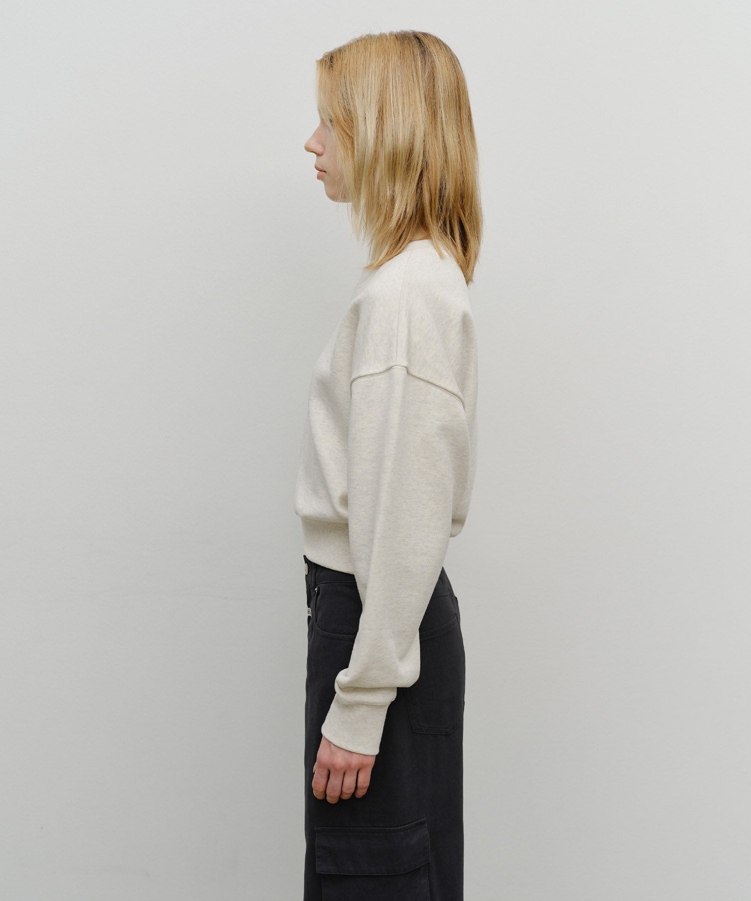 Marithe & Francois Girbaud - Small Classic Logo Crop Sweatshirt (Oatmeal) product image 2 | TRAB K-Fashion Australia