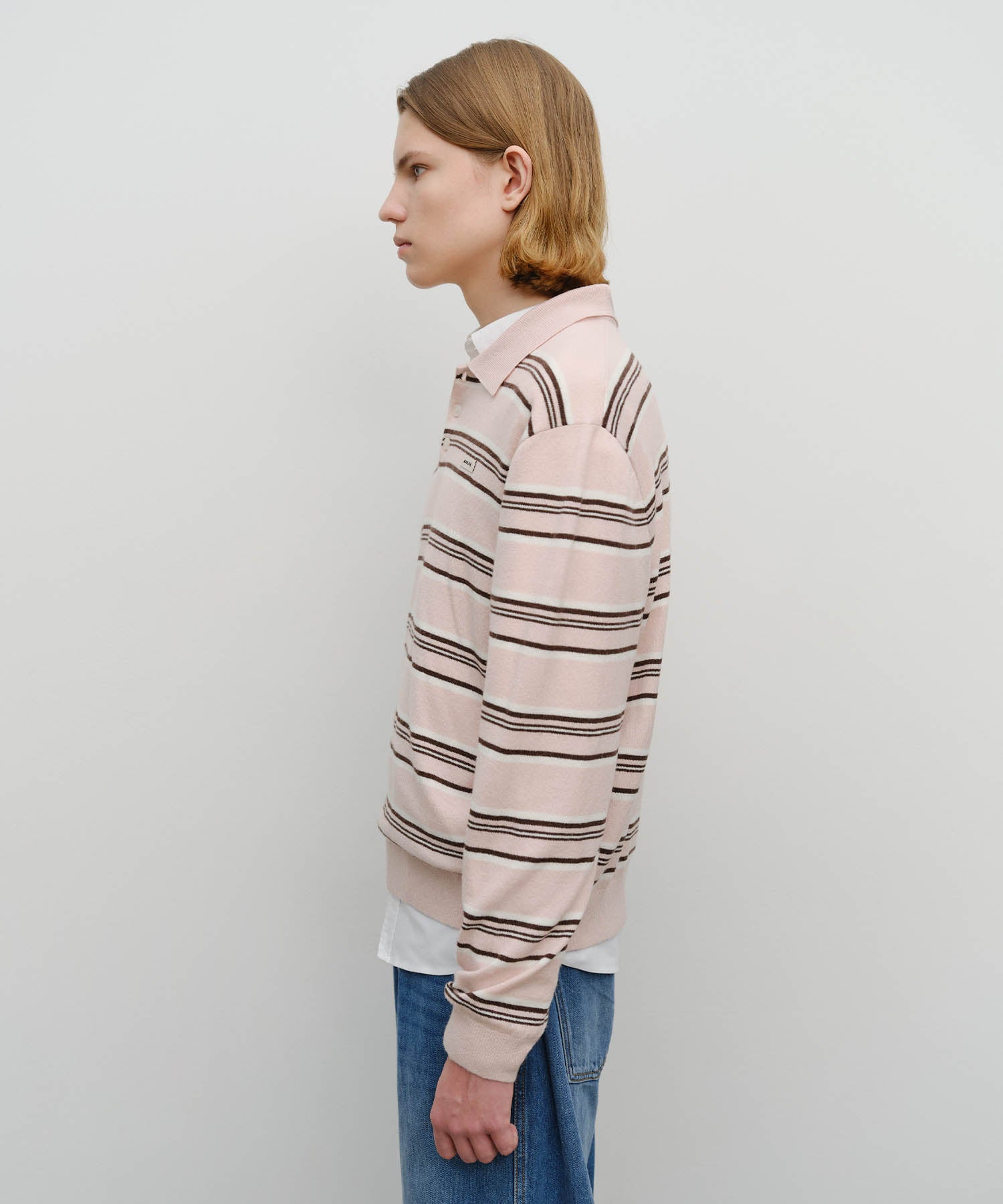 Marithe & Francois Girbaud - Regular Logo Stripe Polo Knit (Pink) product image 4 | TRAB K-Fashion Australia