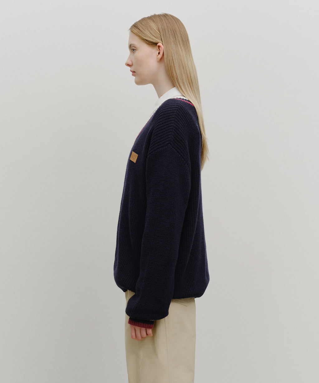 Marithe & Francois Girbaud - V Neck Knit Pullover (Navy) product image 2 | TRAB K-Fashion Australia