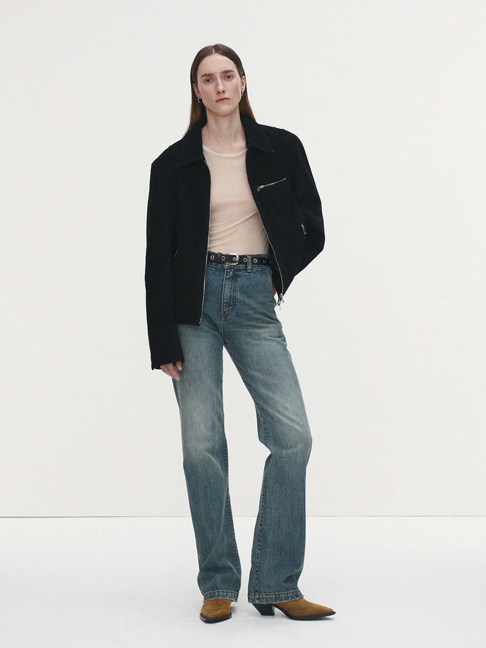 Tonywack - Suede Zip Blouson Jacket (Black) product image 3 | TRAB K-Fashion Australia