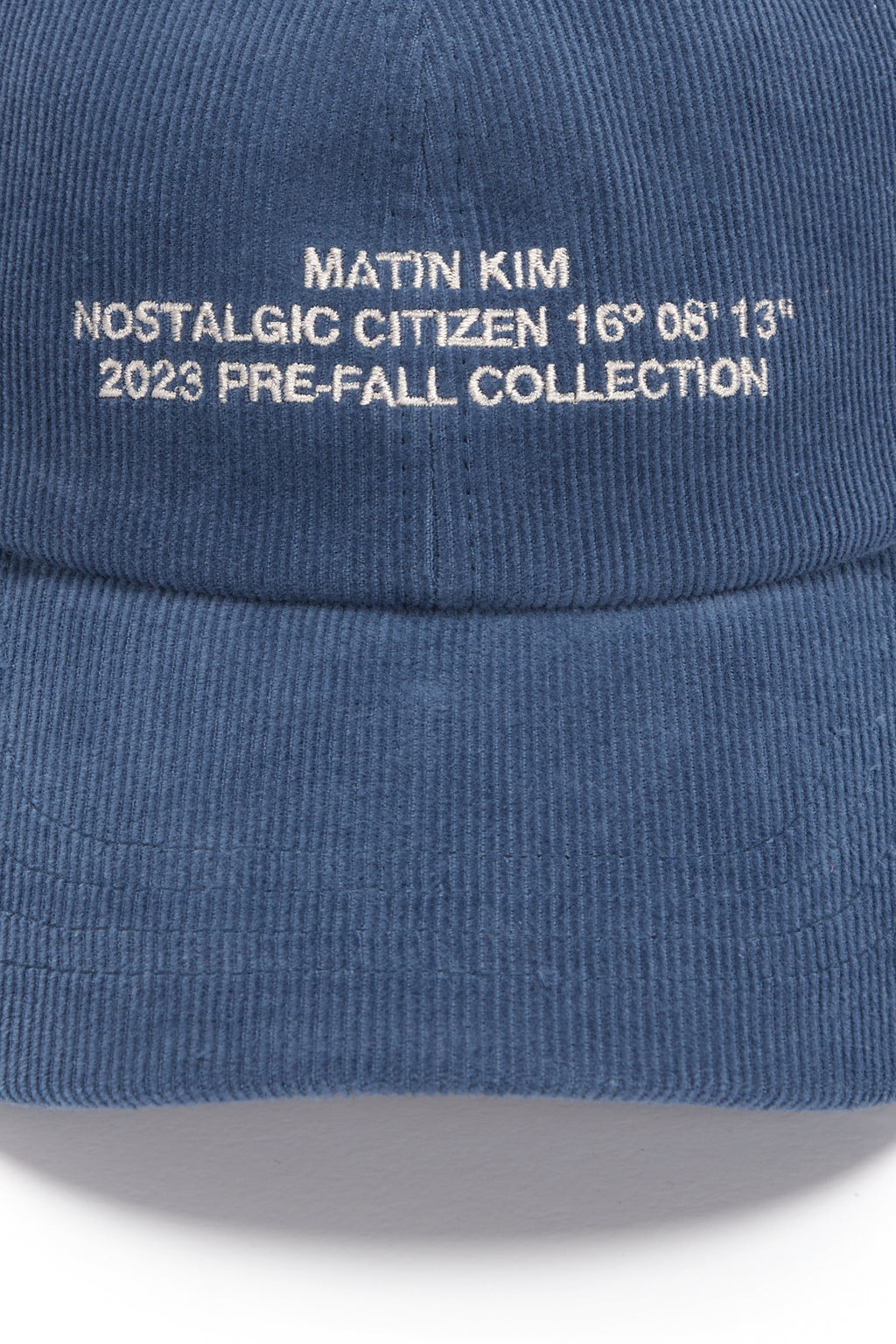 Matin Kim - Corduroy Lettering Ball Cap (Blue) product image 3 | TRAB K-Fashion Australia