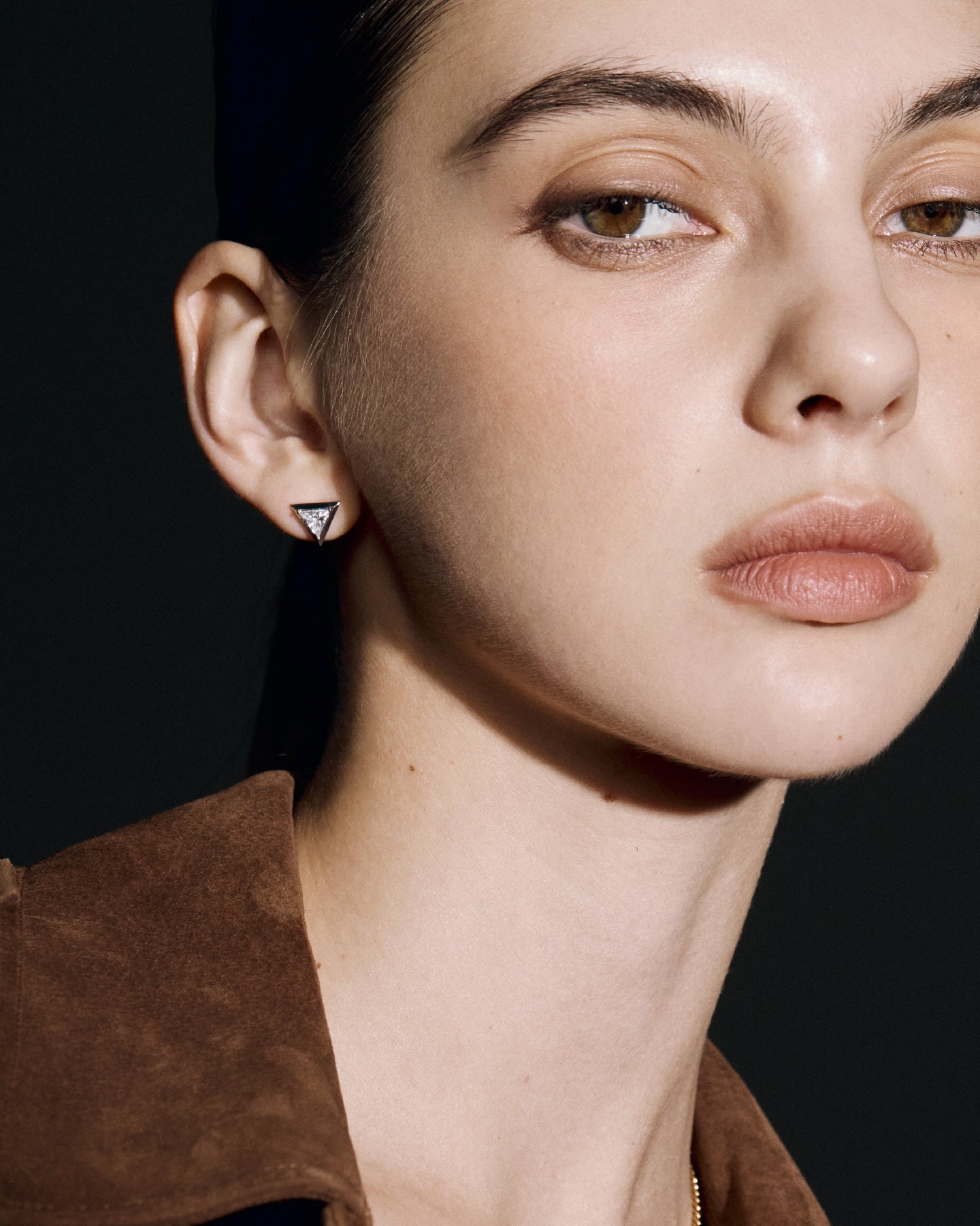 Numbering - Inverted Triangle Earrings with Stone Chain #3191 product image 4 | TRAB K-Fashion Australia