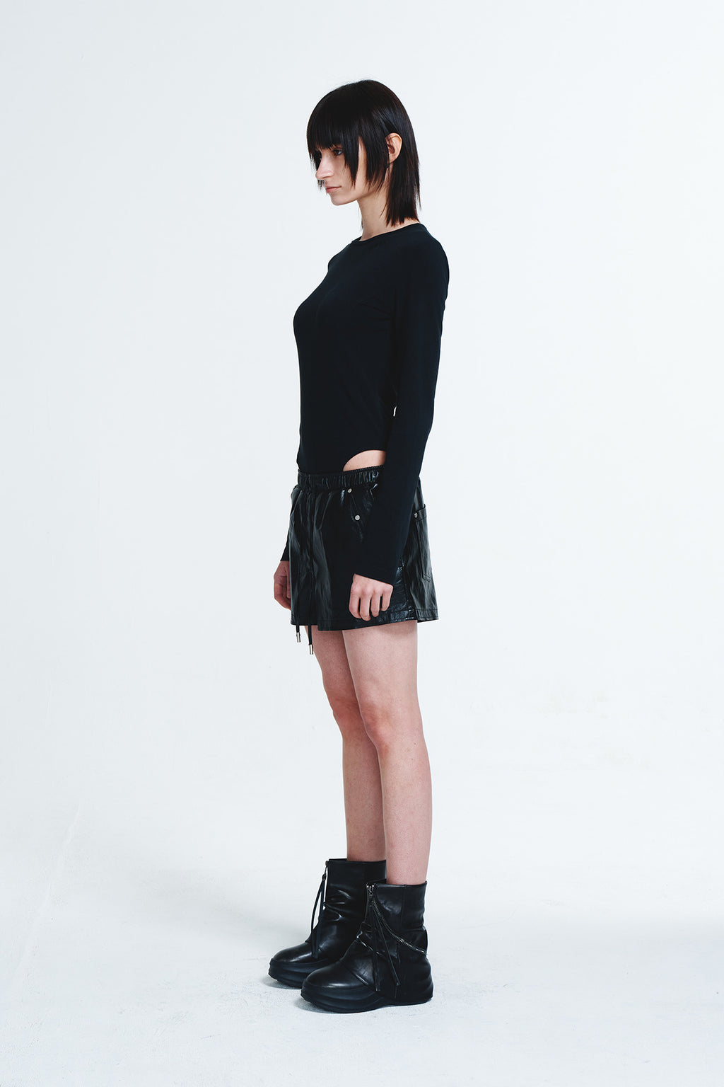 Deinet - Stud Point Faux Leather Shorts (Black) product image 2 | TRAB K-Fashion Australia