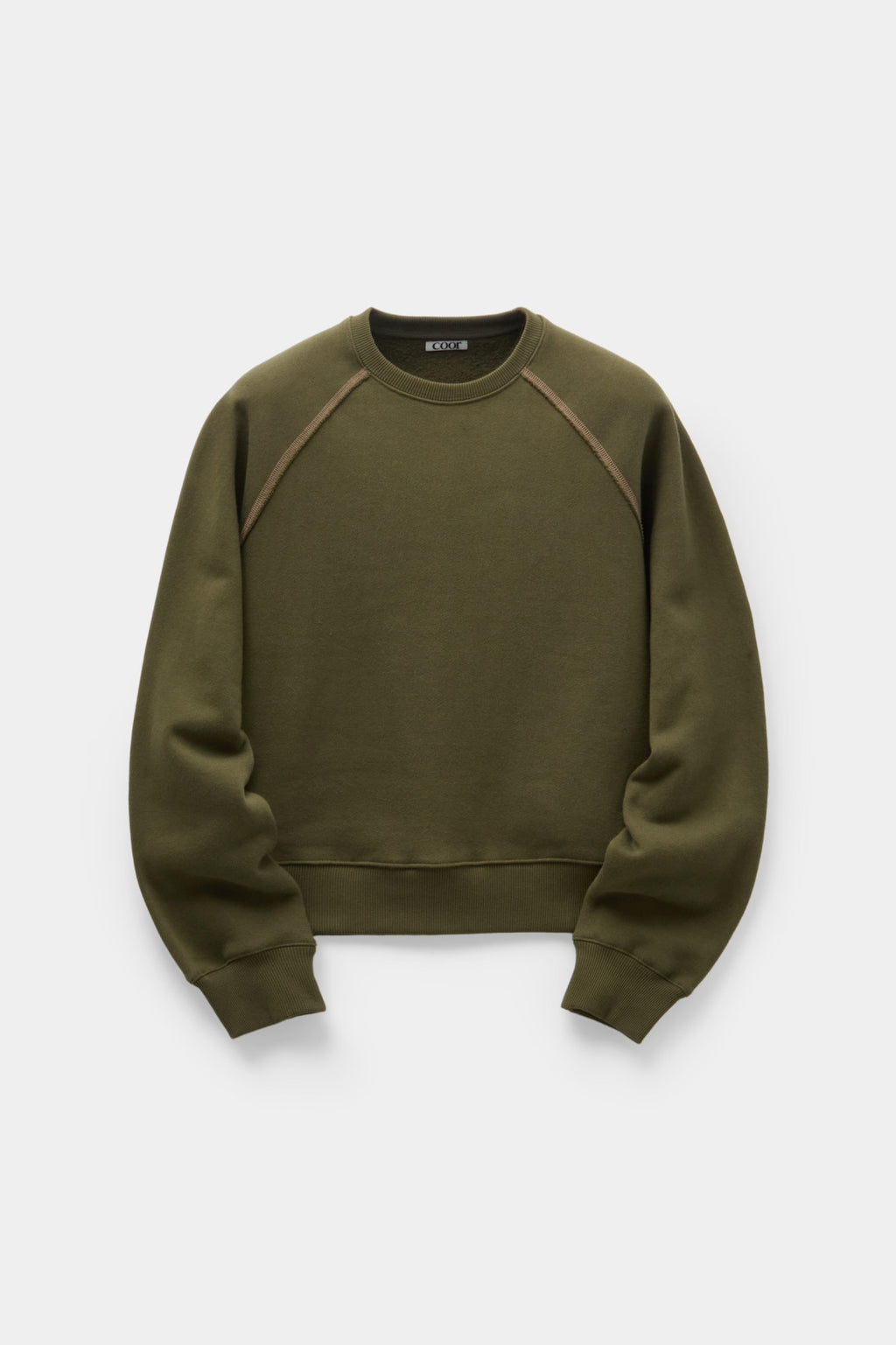 Coor - Contrast Stitch Raglan Sweatshirt (Khaki) product image 1 | TRAB K-Fashion Australia