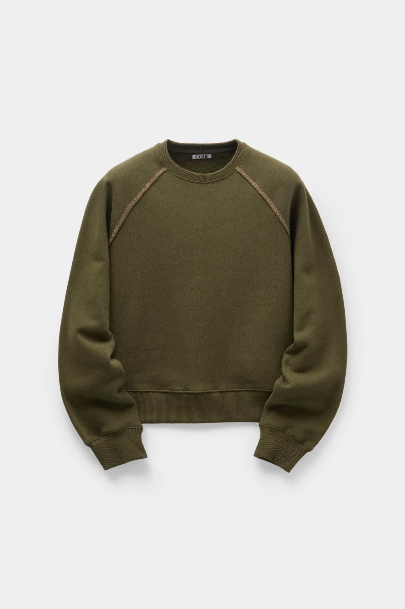 Coor - Contrast Stitch Raglan Sweatshirt (Khaki) product image 1 | TRAB K-Fashion Australia