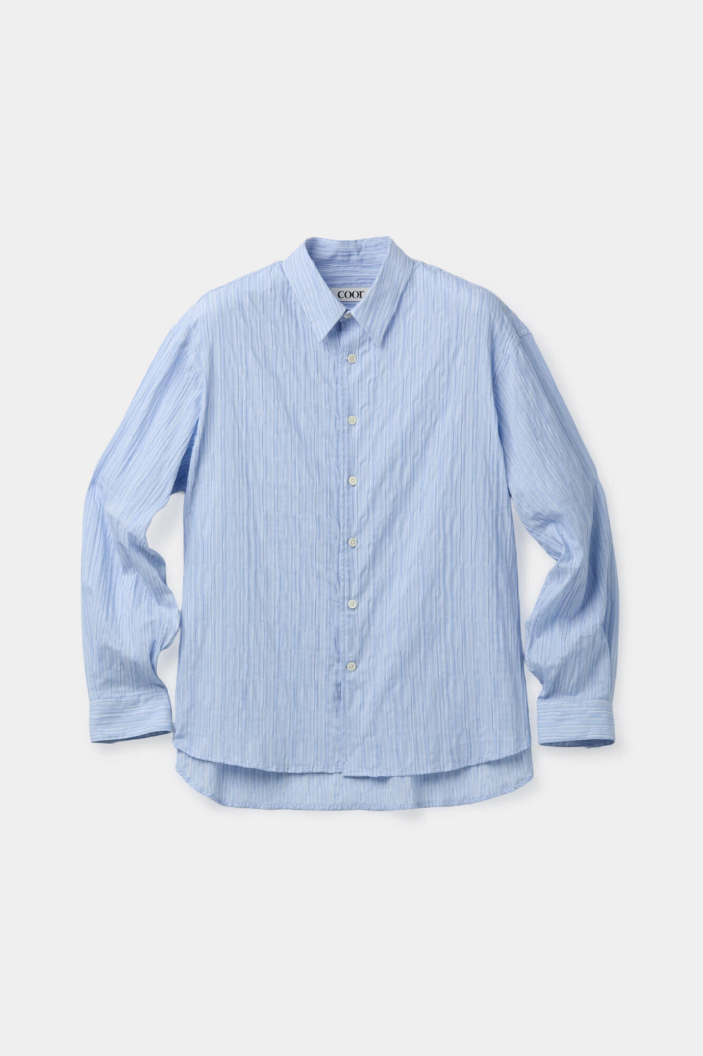 Coor - Semi-Overfit Wrinkle Stripe Shirt (Sky Blue) product image 1 | TRAB K-Fashion Australia