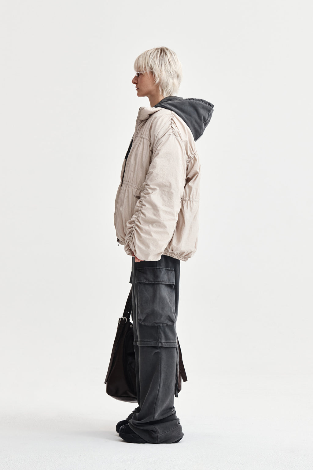 Matin Kim - High Neck Shirring Down Jumper (Light Beige) product image 6 | TRAB K-Fashion Australia