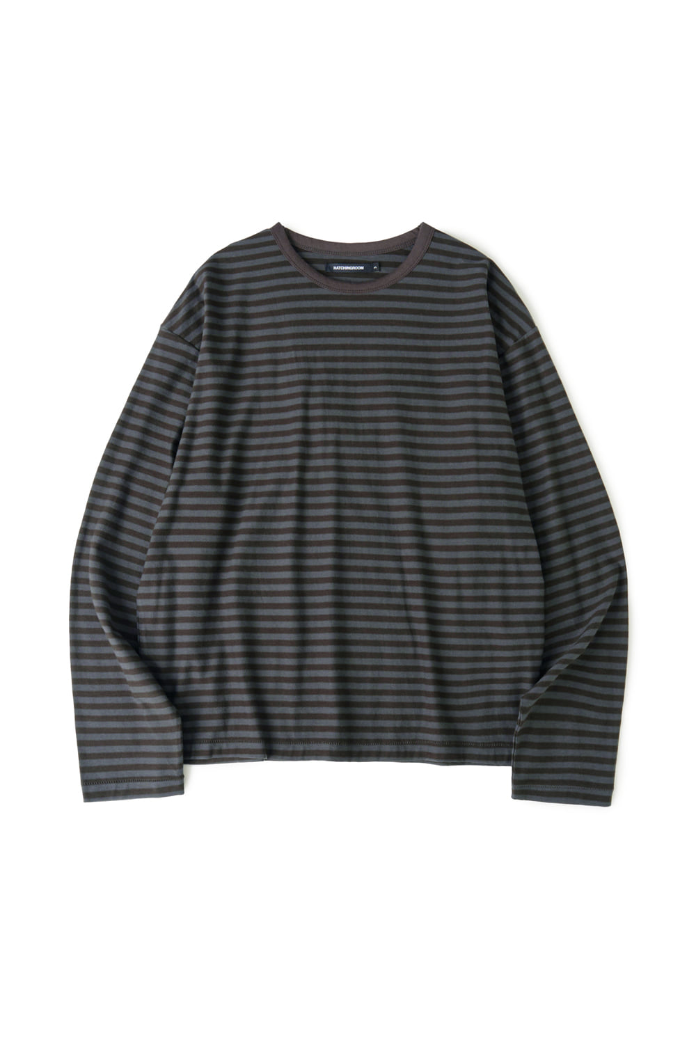 Hatchingroom - Crop Tee Stripe (Brown/Charcoal) product image 1 | TRAB K-Fashion Australia