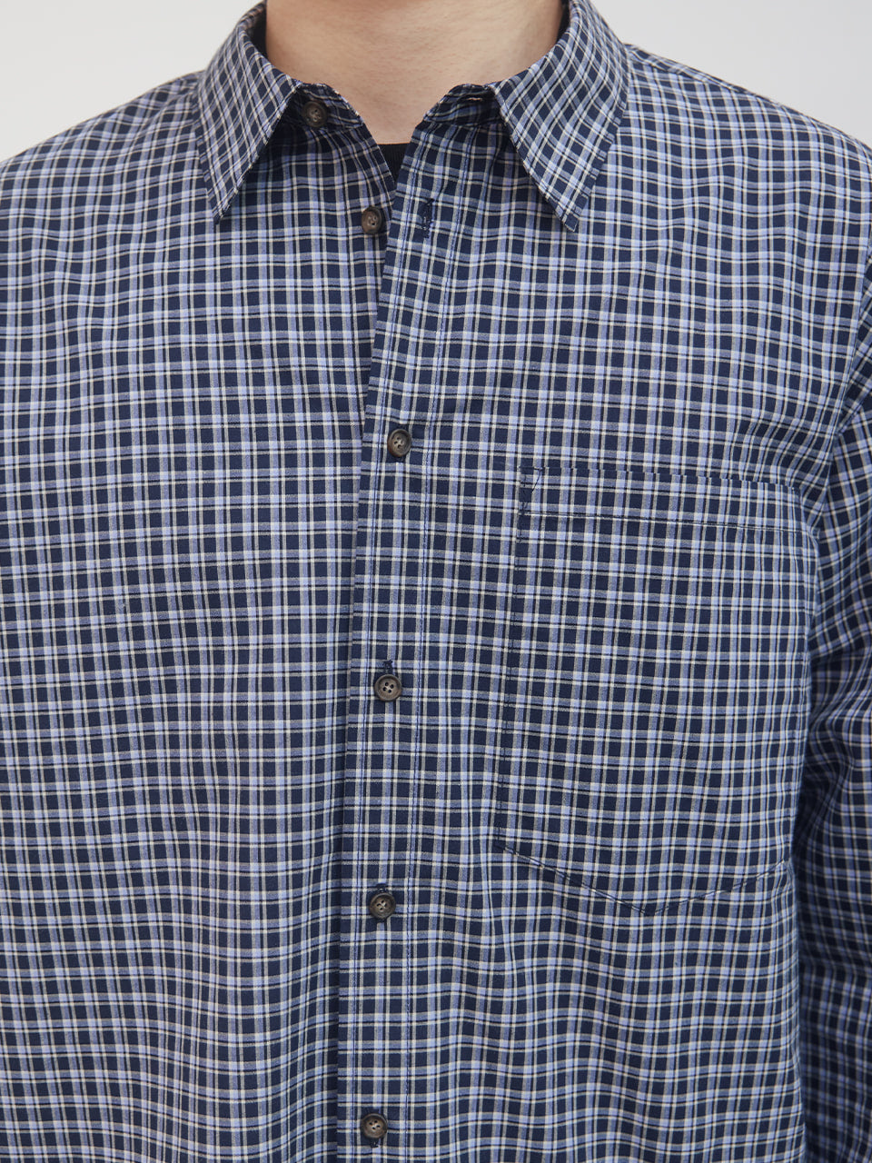 Kijun - Soft Check Shirt (Blue) product image 6 | TRAB K-Fashion Australia