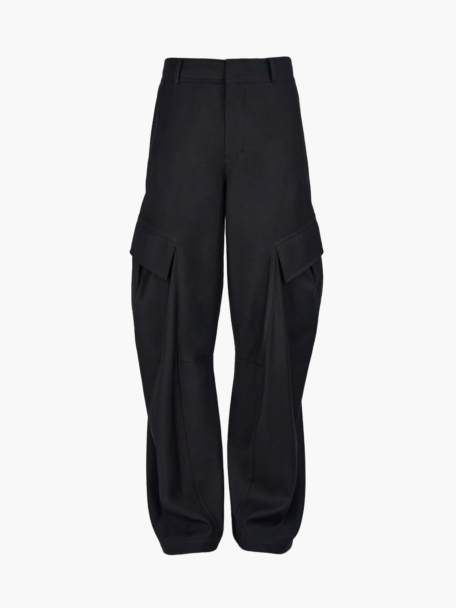Jiyong Kim - Curved Raw Edge Trousers (Black) product image 4 | TRAB K-Fashion Australia