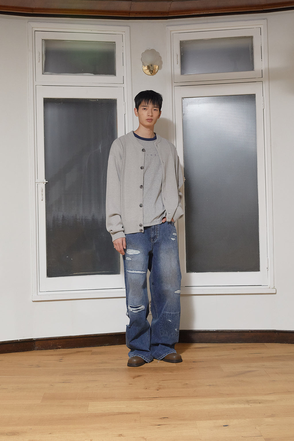 Matin Kim - Destroyed Vintage Wide Denim Pants (Blue) product image 11 | TRAB K-Fashion Australia