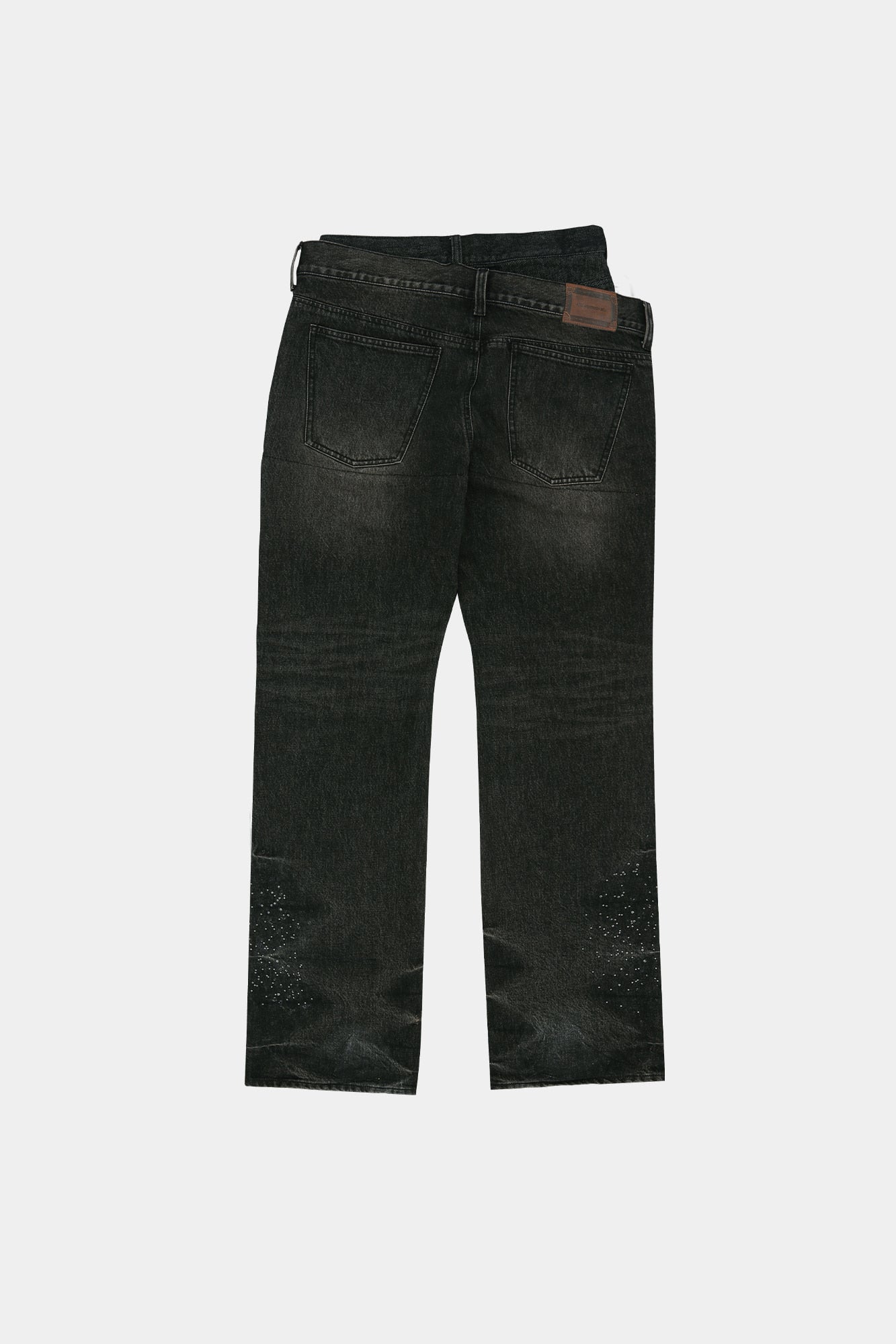 Andersson Bell - Unisex Asymmetric Layered Hot-Fix Wide-Leg Jeans (Black) product image 12 | TRAB K-Fashion Australia