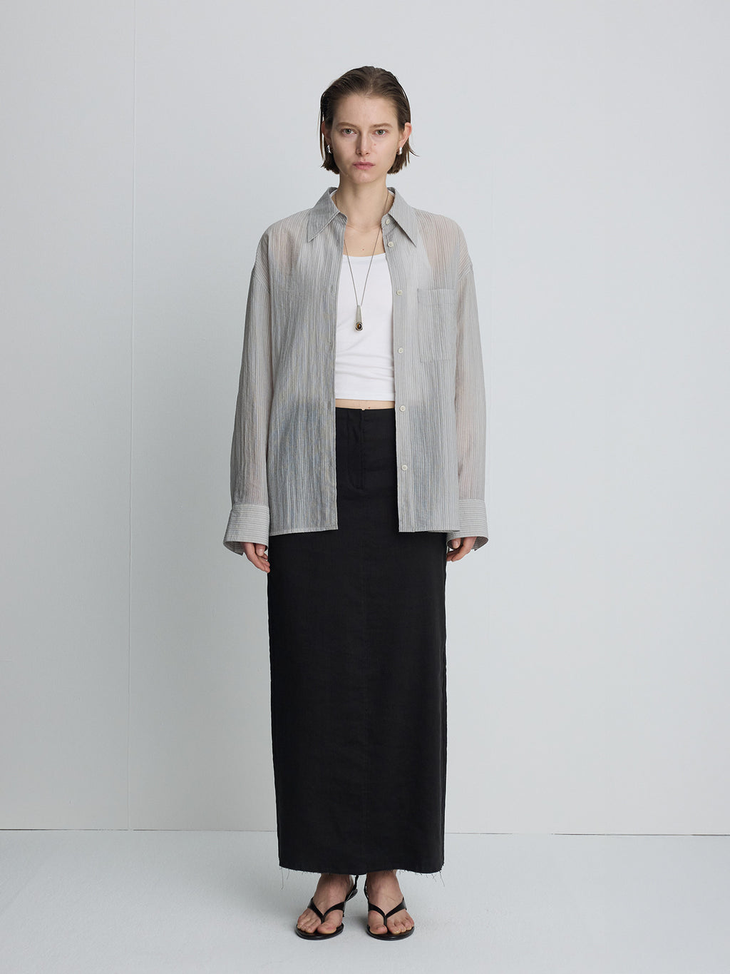 Tonywack - Linen Relaxed Maxi Skirt (Vintage Carbon) product image 1 | TRAB K-Fashion Australia