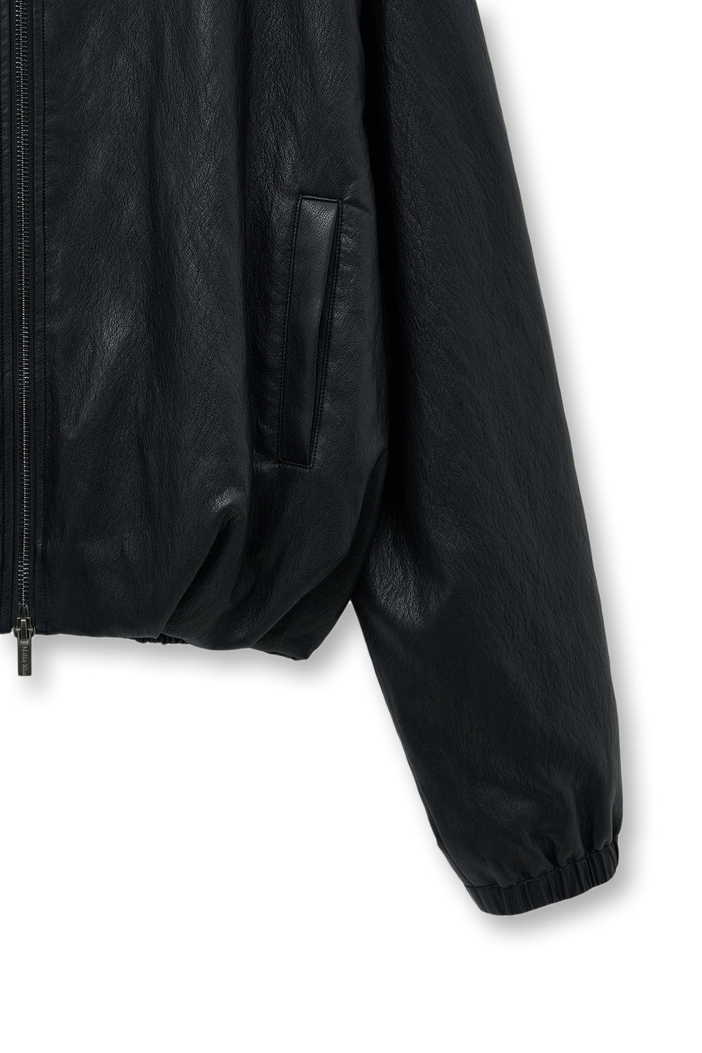 Matin Kim - Faux Leather Hoody Crop Jumper (Black) product image 5 | TRAB K-Fashion Australia