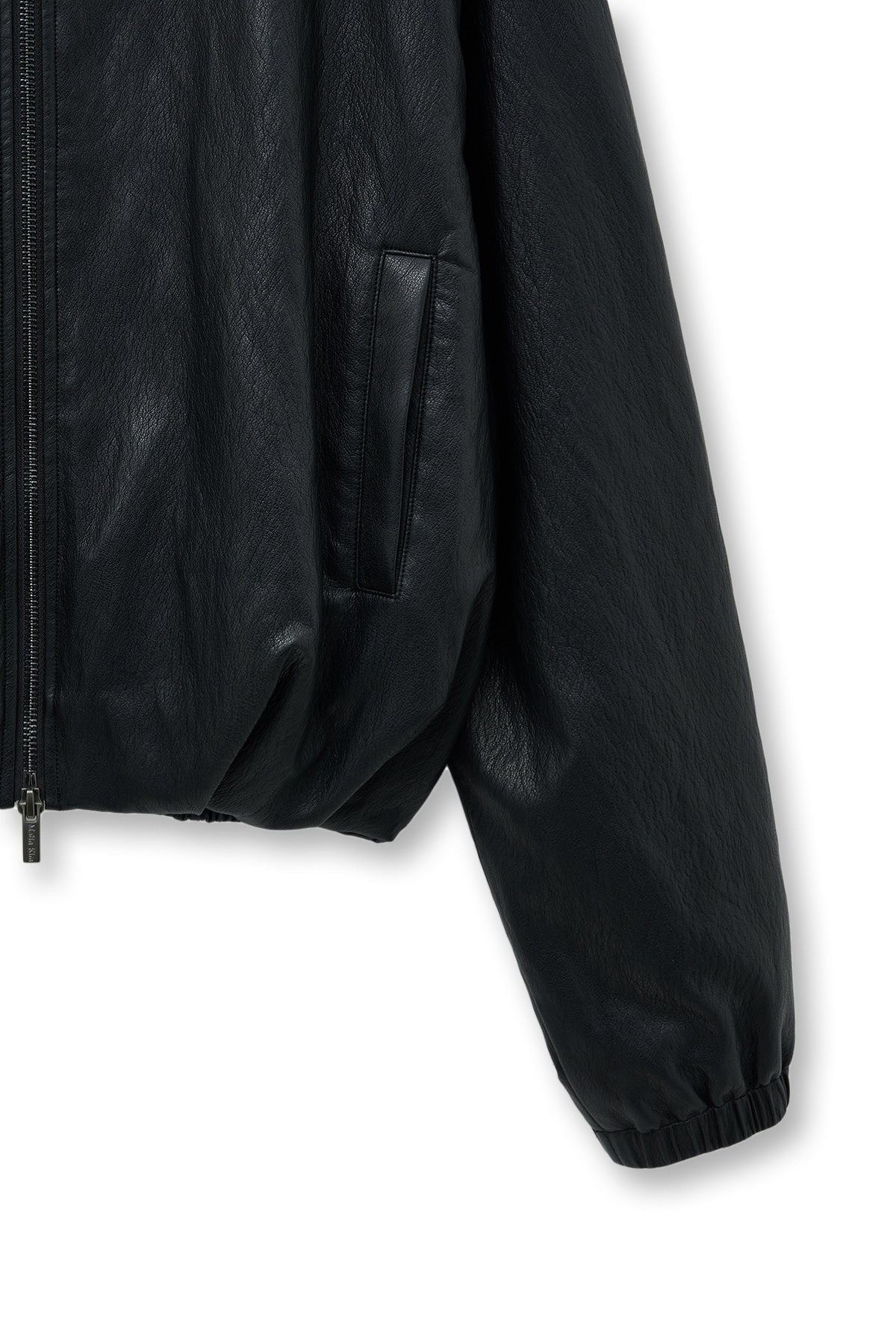 Matin Kim - Faux Leather Hoody Crop Jumper (Black) product image 5 | TRAB K-Fashion Australia
