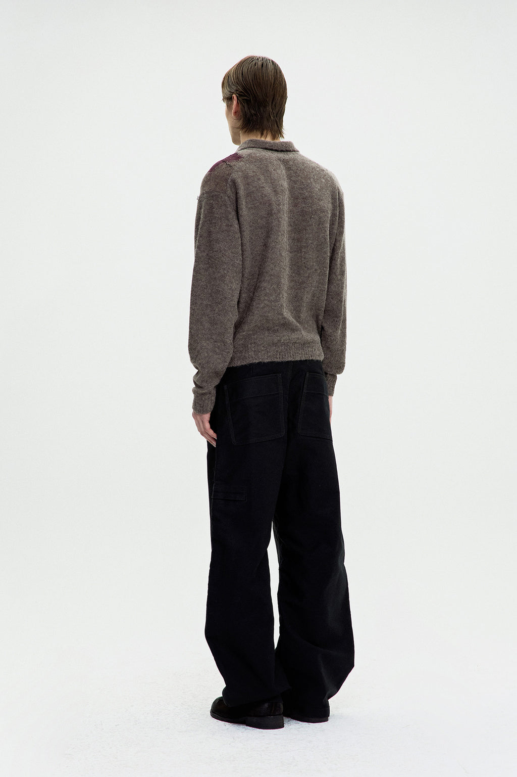 Coor - Inside Out Argyle Collar Cardigan (Melange Brown) product image 4 | TRAB K-Fashion Australia