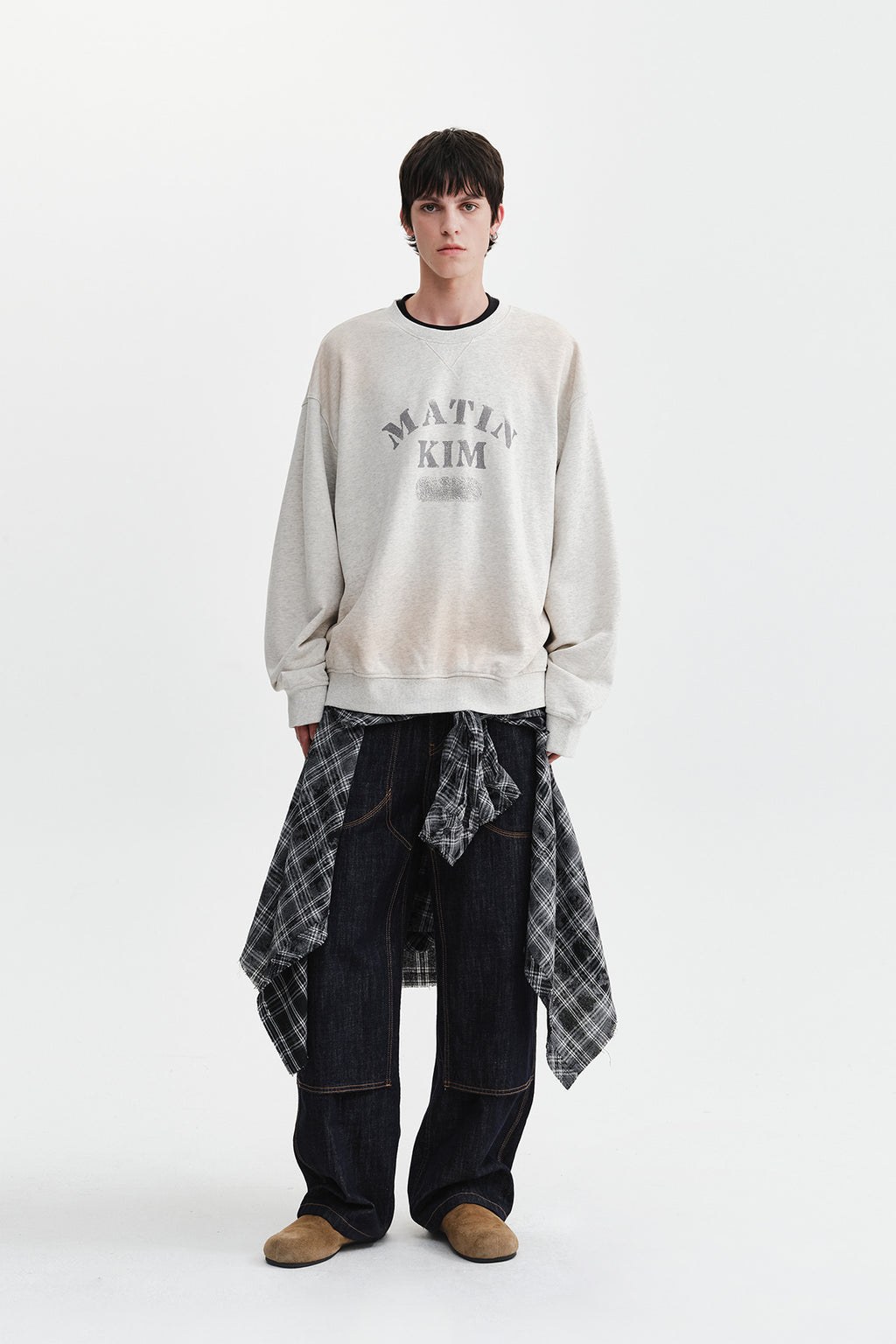 Matin Kim - Vintage Spray Logo Sweatshirt (Light Beige) product image 9 | TRAB K-Fashion Australia