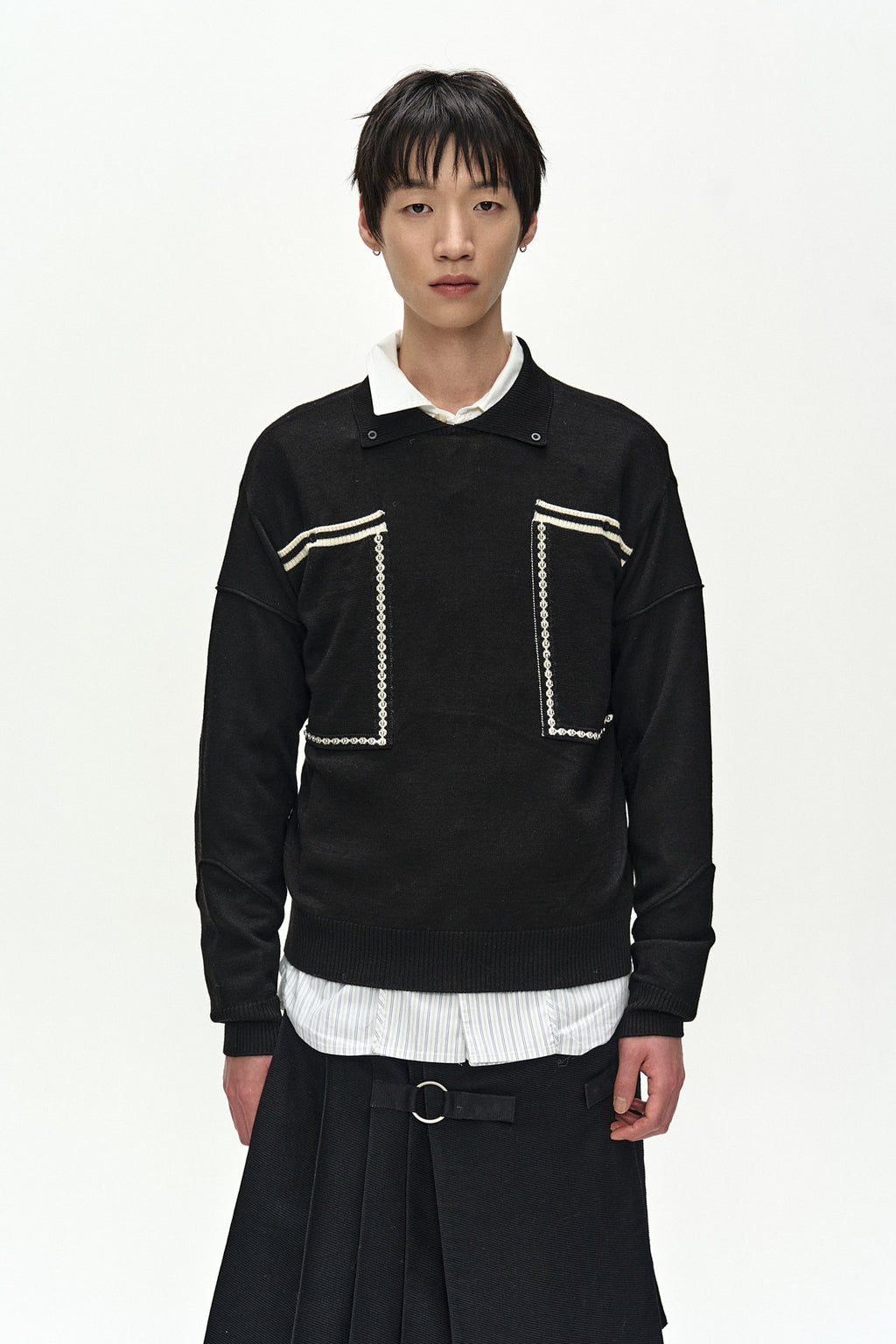 Andersson Bell - Big Pocket Polo Sweater (black) (Black) product image 4 | TRAB K-Fashion Australia