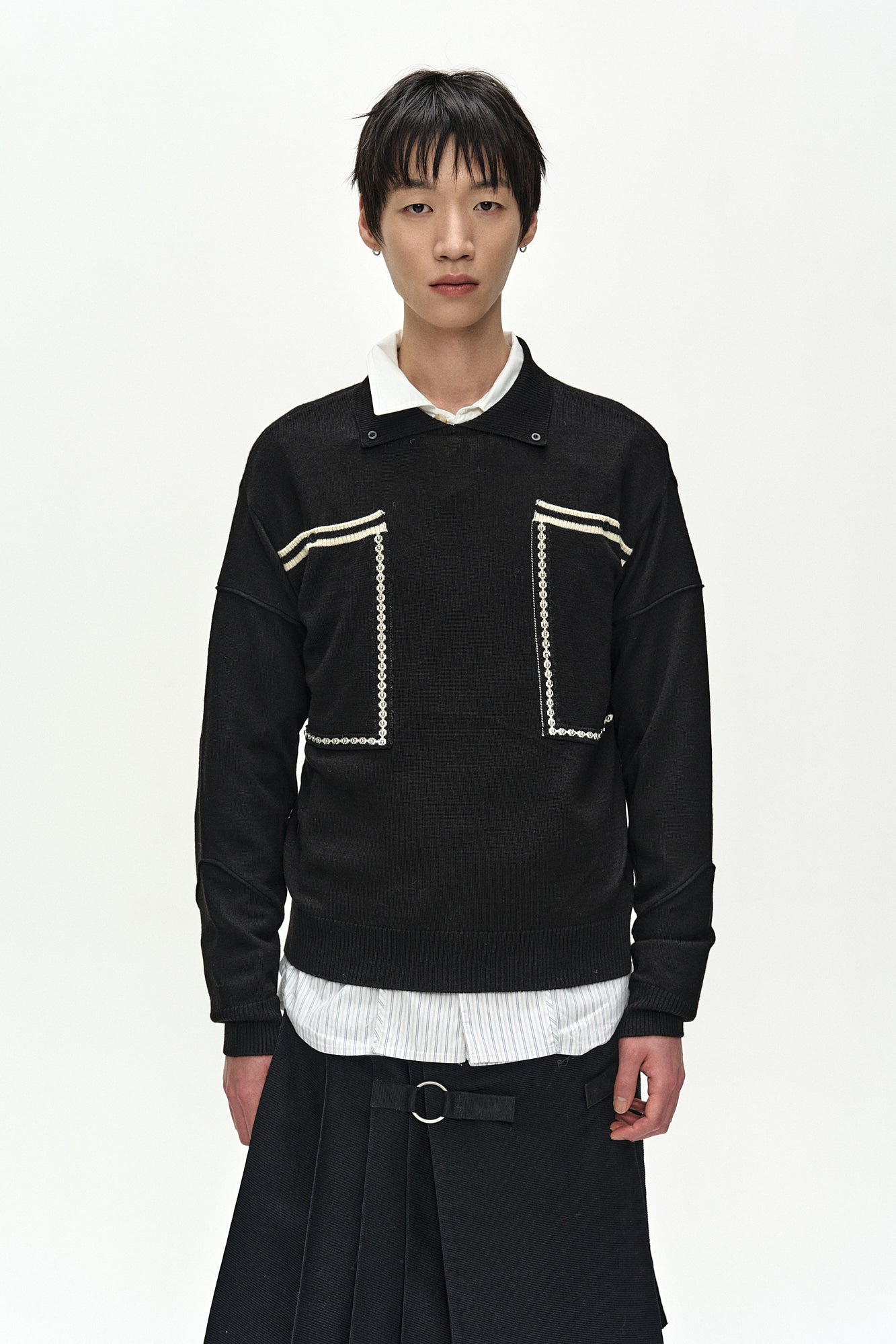 Andersson Bell - Big Pocket Polo Sweater (black) (Black) product image 4 | TRAB K-Fashion Australia