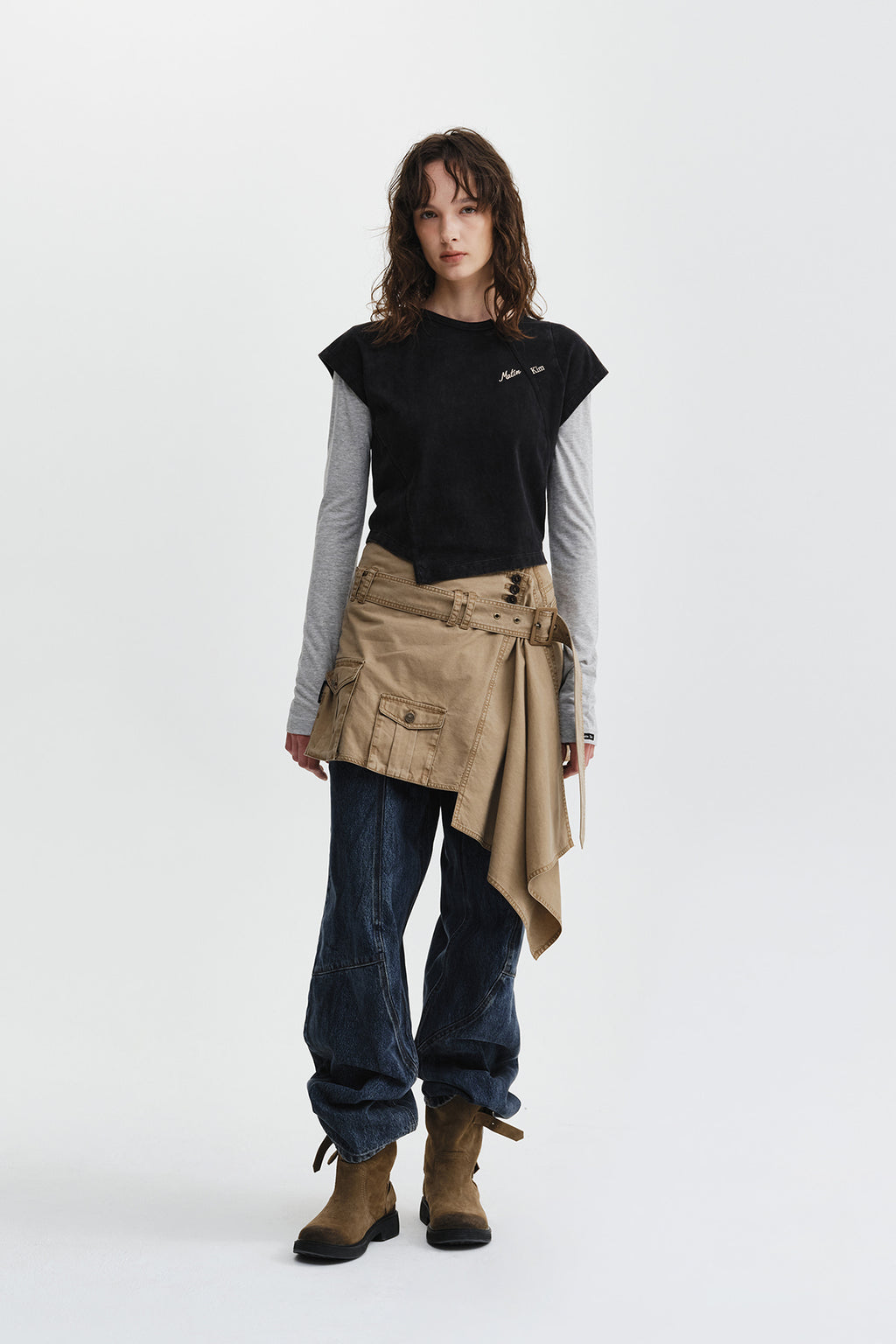 Matin Kim - Curved Cut Slim Top (Black) product image 11 | TRAB K-Fashion Australia