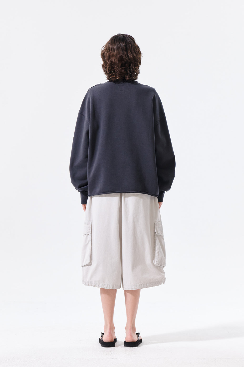 Matin Kim - Raw Cut Applique Sweatshirt (Charcoal) product image 7 | TRAB K-Fashion Australia