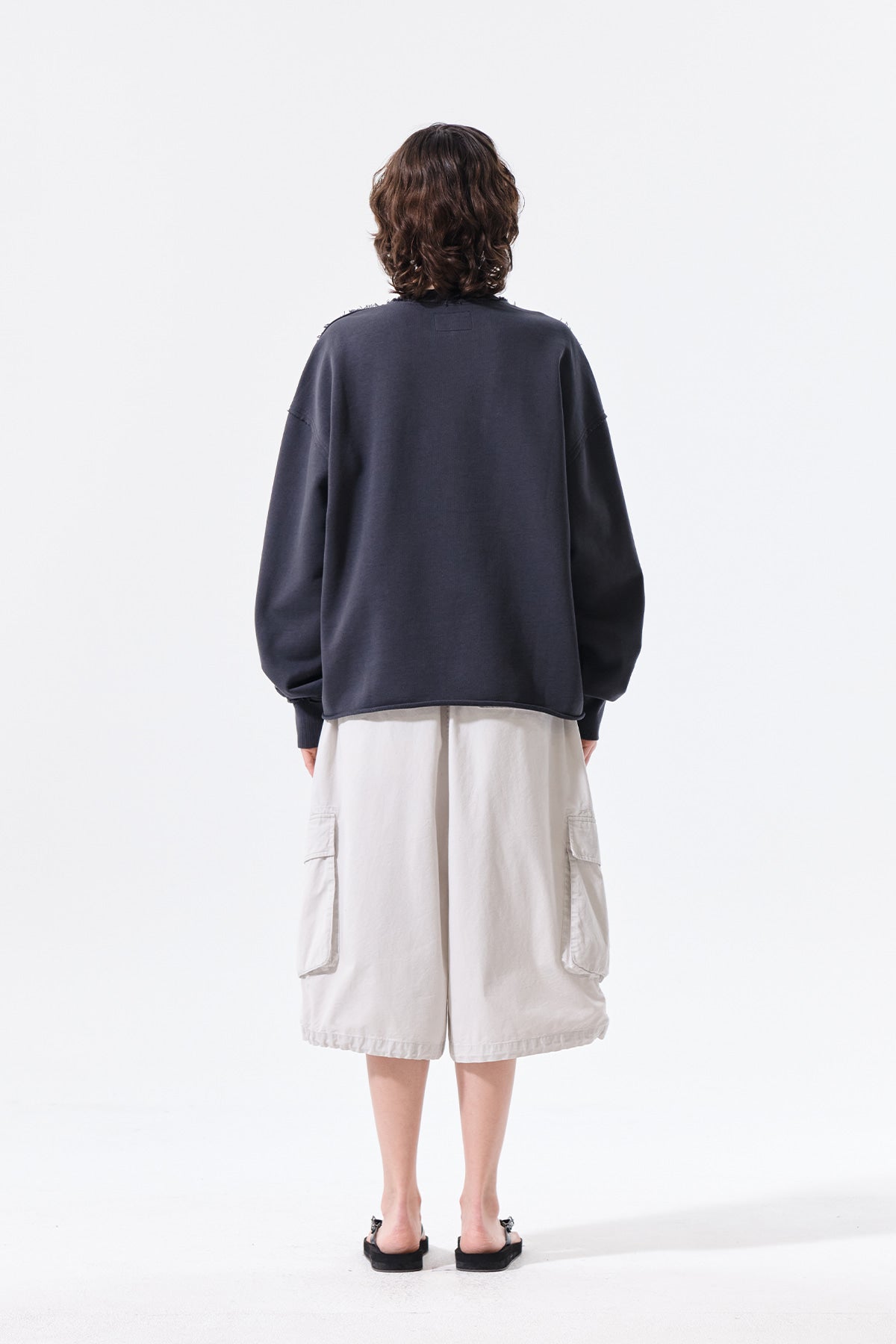 Matin Kim - Raw Cut Applique Sweatshirt (Charcoal) product image 7 | TRAB K-Fashion Australia