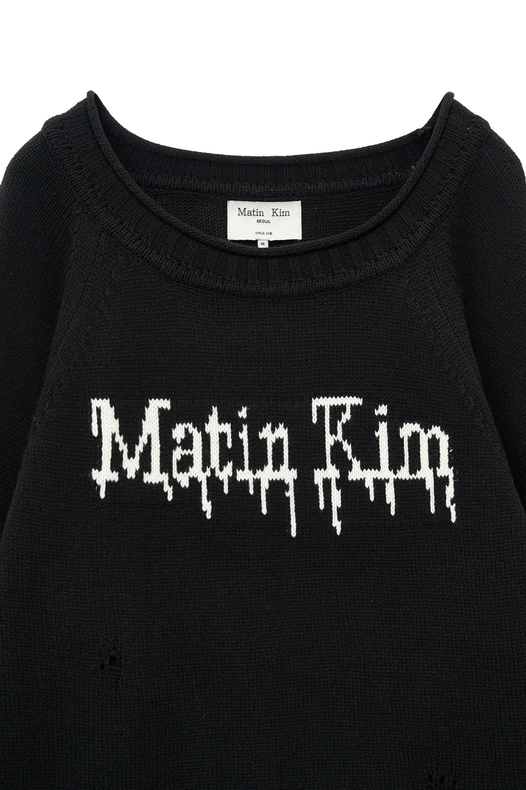 Matin Kim - Two Way Off Shoulder Damage Pullover (Black) product image 3 | TRAB K-Fashion Australia