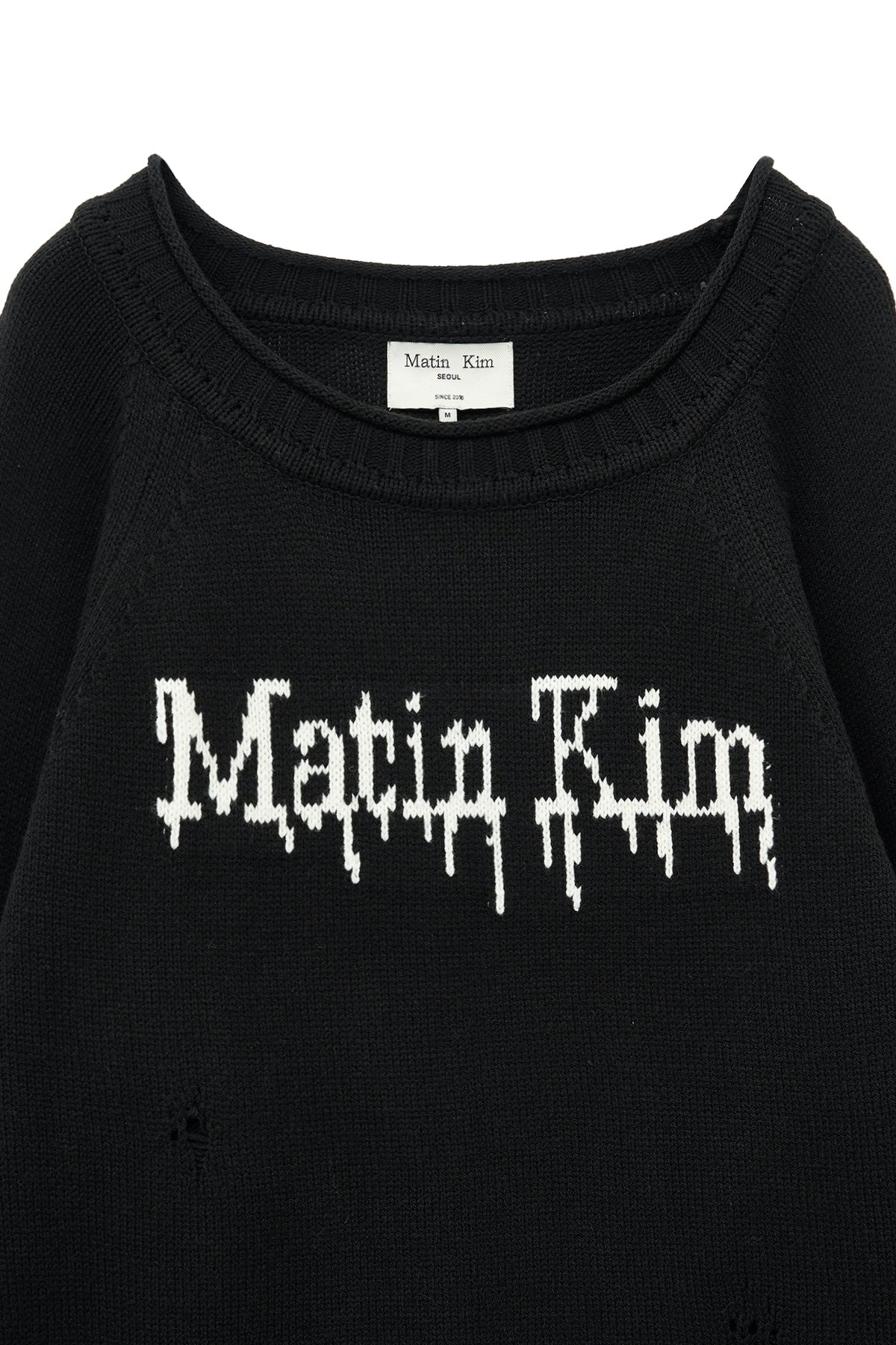 Matin Kim - Two Way Off Shoulder Damage Pullover (Black) product image 3 | TRAB K-Fashion Australia