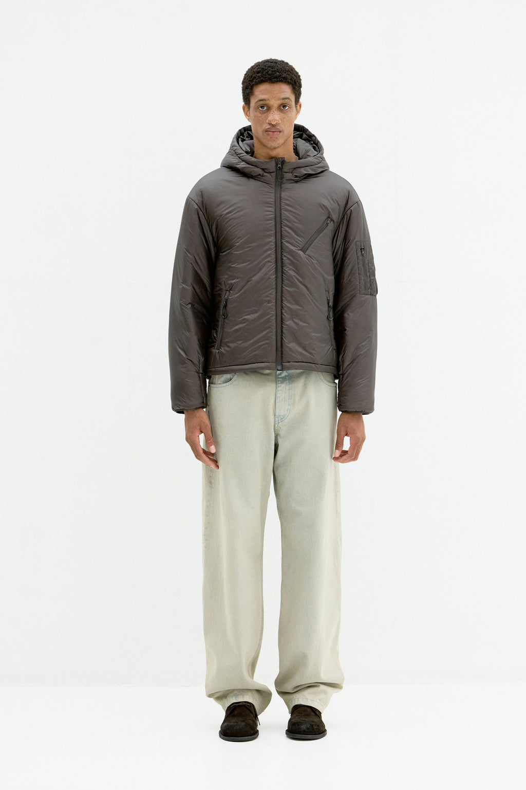 Coor - Light Weight Shell Padded Hoodie Jumper (Dark Brown) product image 2 | TRAB K-Fashion Australia